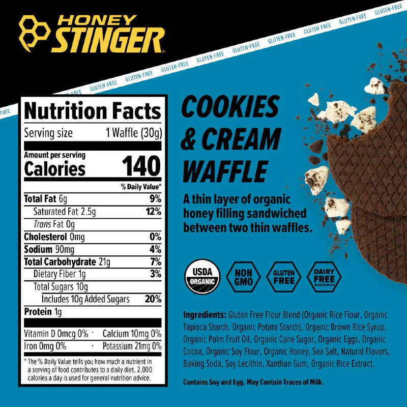 Honey Stinger Organic Waffles - Energy Snack for Athletes & Hikers - Perfect Pre-Workout & Post-Workout Fuel for Running, Cycling & Outdoor Activities