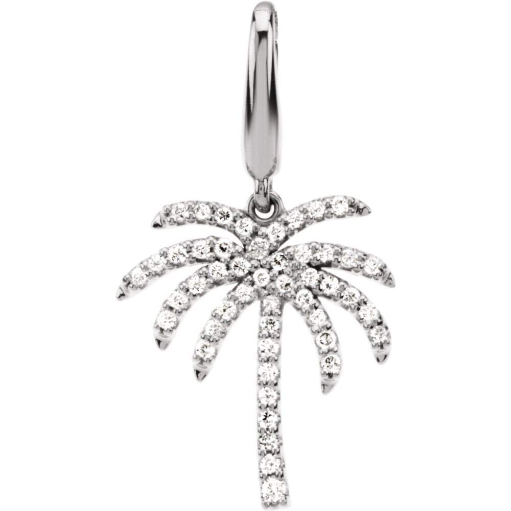 14k White Gold Palm Tree Pendant Necklace for Beach Vacation