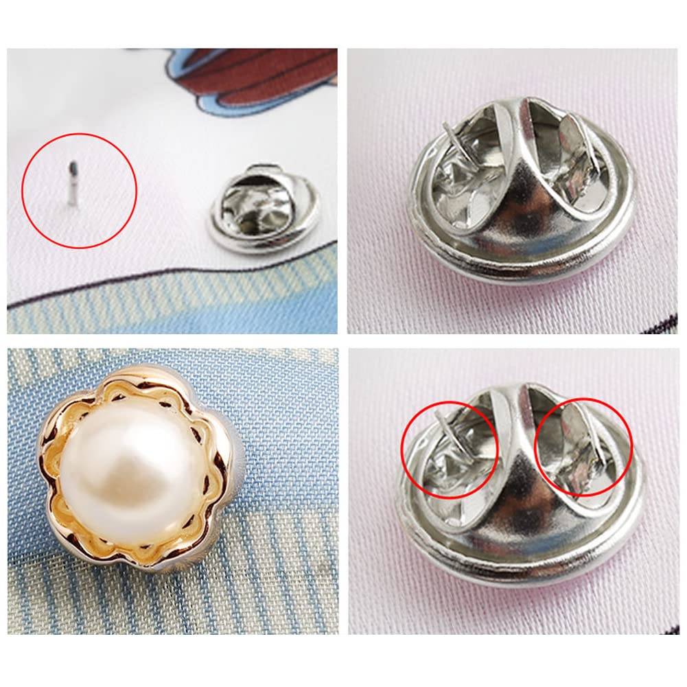 20Pcs Women's Shirt Brooch Buttons - Pearl & Rhinestone No Sew Button Pins for Blouses, Safety Mini Brooch Pins for DIY Clothing & Fashion Accessories | Perfect for Dress Shirts, Cardigans & Jacket Embellishments