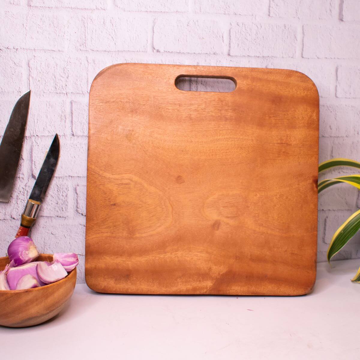 Premium Square Neem Wood Chopping Board - Natural Antibacterial Cutting Board for Kitchen - Perfect for Chopping Vegetables, Fruits, and Meats - Ideal for Home Chefs and Professional Kitchens