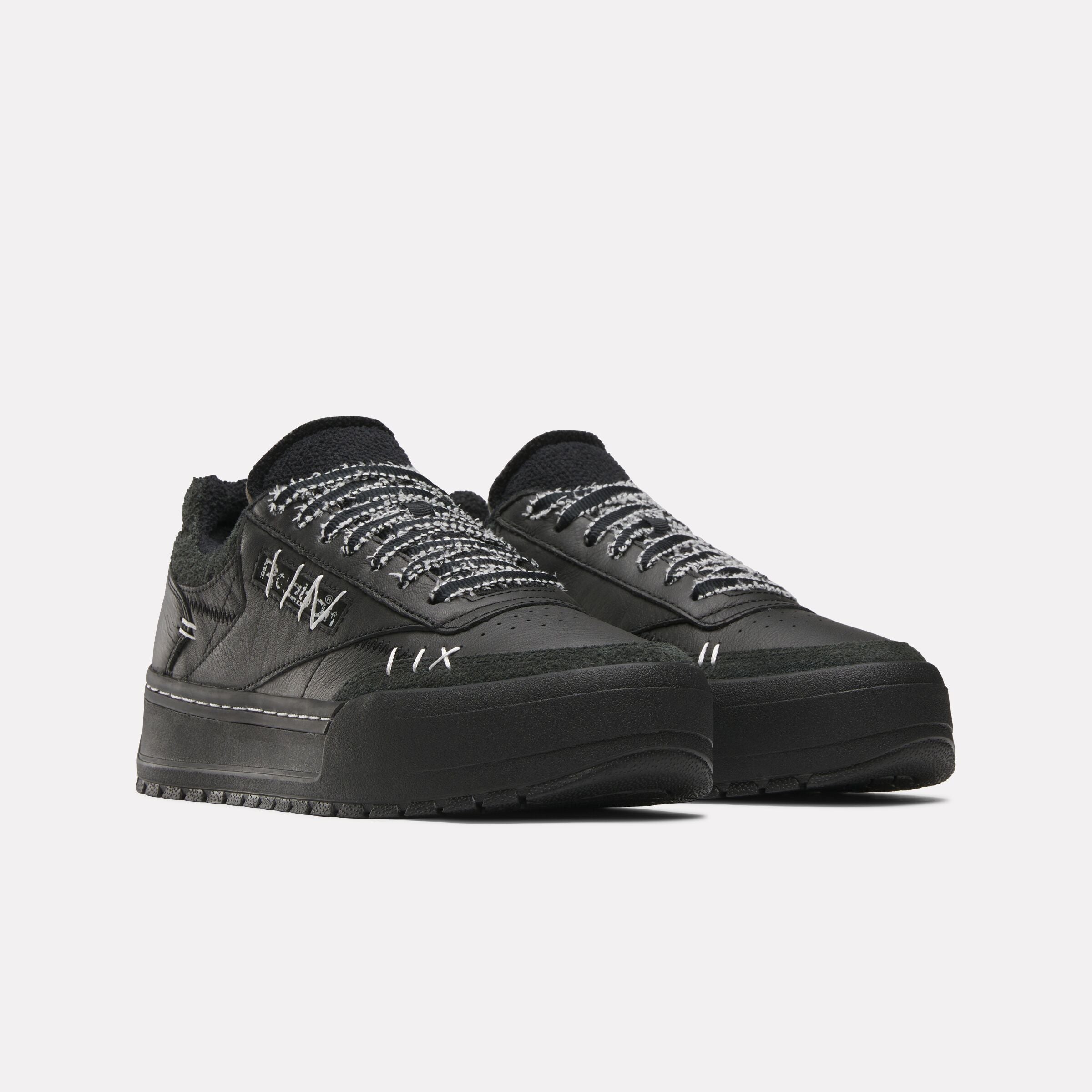 Reebok X Universal Monsters Club C Megacourt Sneakers - Black/White/Black Retro Basketball Shoes for Men & Women | Casual Wear, Street Style, Halloween Costume