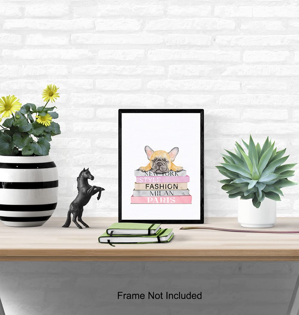 French Bulldog Wall Art - Designer Dog Decor & Unique Puppy Gifts for Dog Lovers - High Fashion Glam Pet Home Decoration - Perfect for Living Room, Nursery & Office Wall Decor