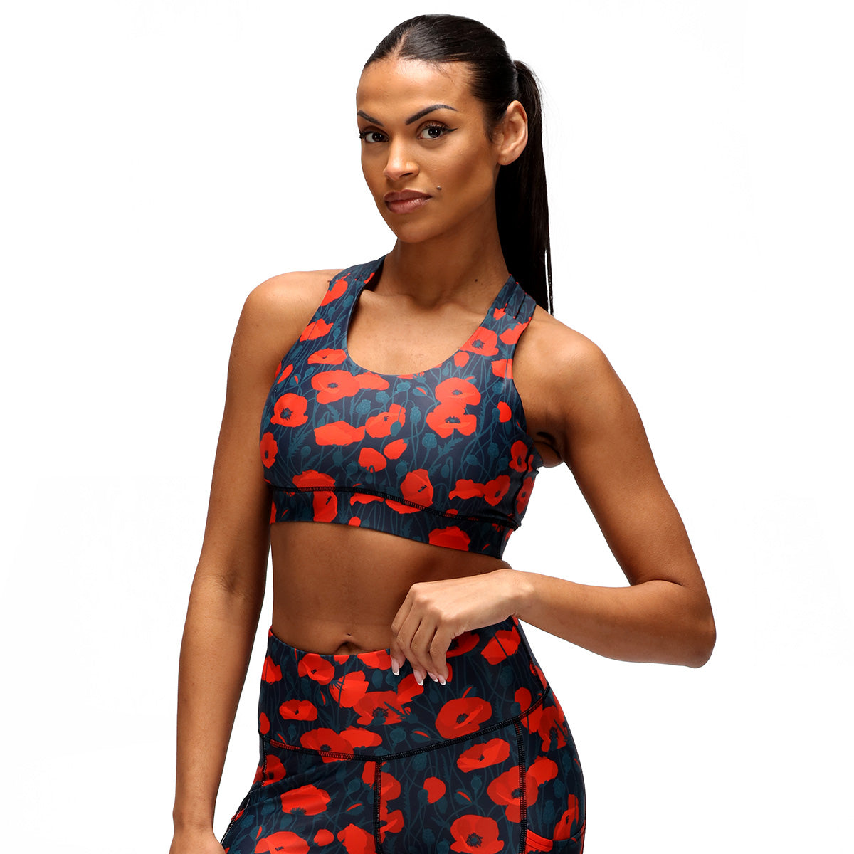 Poppy Field Cross Back Bra - Comfortable & Stylish Women's Sports Bra for Yoga, Running & Workouts