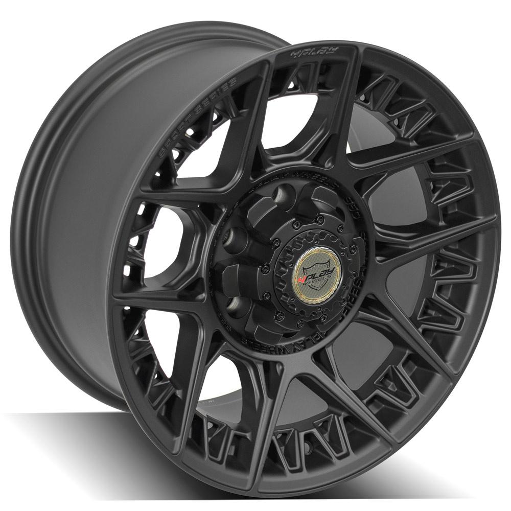 4Play Sport Series 4PS50 17x9.0 Satin Black Wheel - 6x135/6x139.7mm Bolt Pattern - 106.1mm Hub Bore - Perfect for Off-Road Trucks & SUVs
