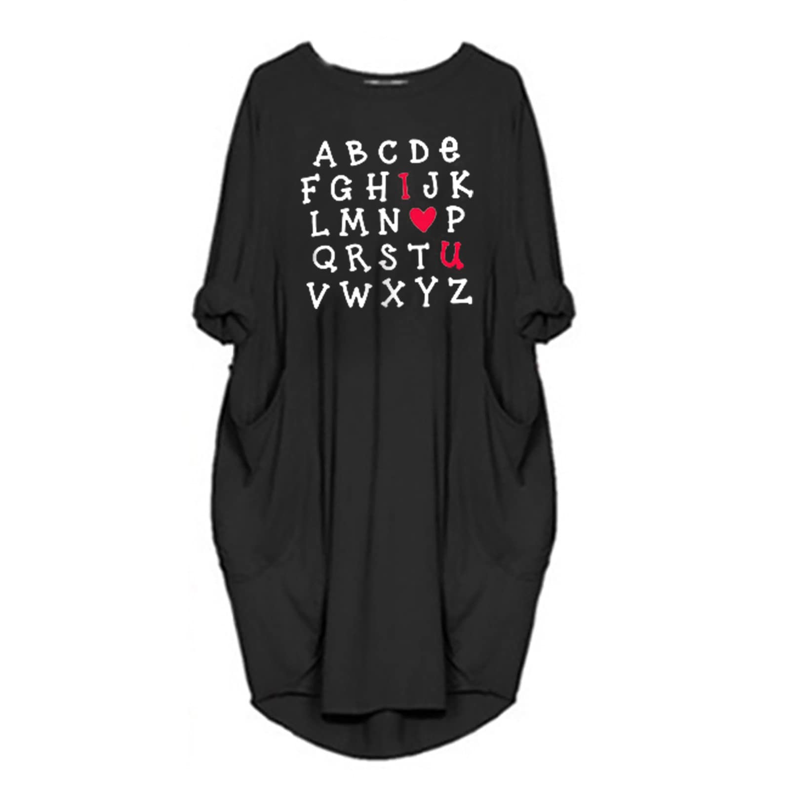 BmkBWO Women's Valentine's Day Long Sleeve Crewneck Midi Dress - Plus Size Casual Summer Shirt Dress for Date Night, Party & Everyday Wear