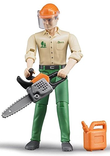 Bruder Logging Man Toy Figure with Accessories - Realistic Construction Playset for Kids, Pretend Play & Collectible for Boys & Girls - Perfect for Indoor & Outdoor Playtime