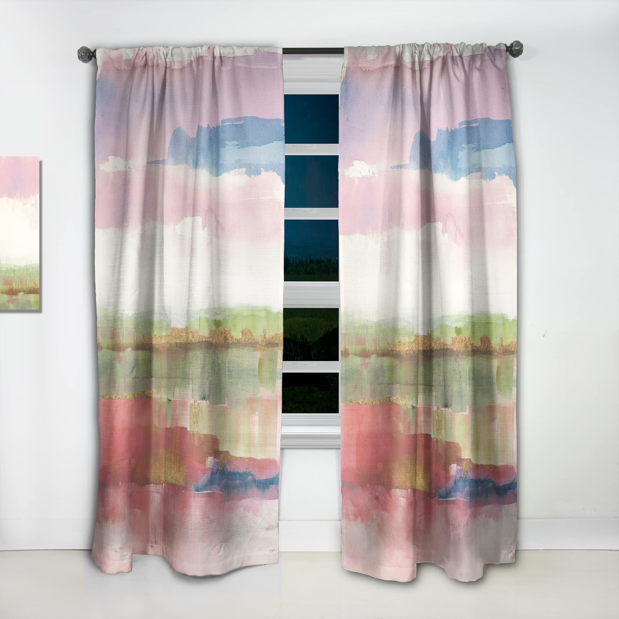 DesignQ Gold & Bright Thermal Insulated Curtains - Single Panel 52x84 - Elegant Line & Color Design for Bedroom & Living Room | Perfect for Energy Saving & Light Control