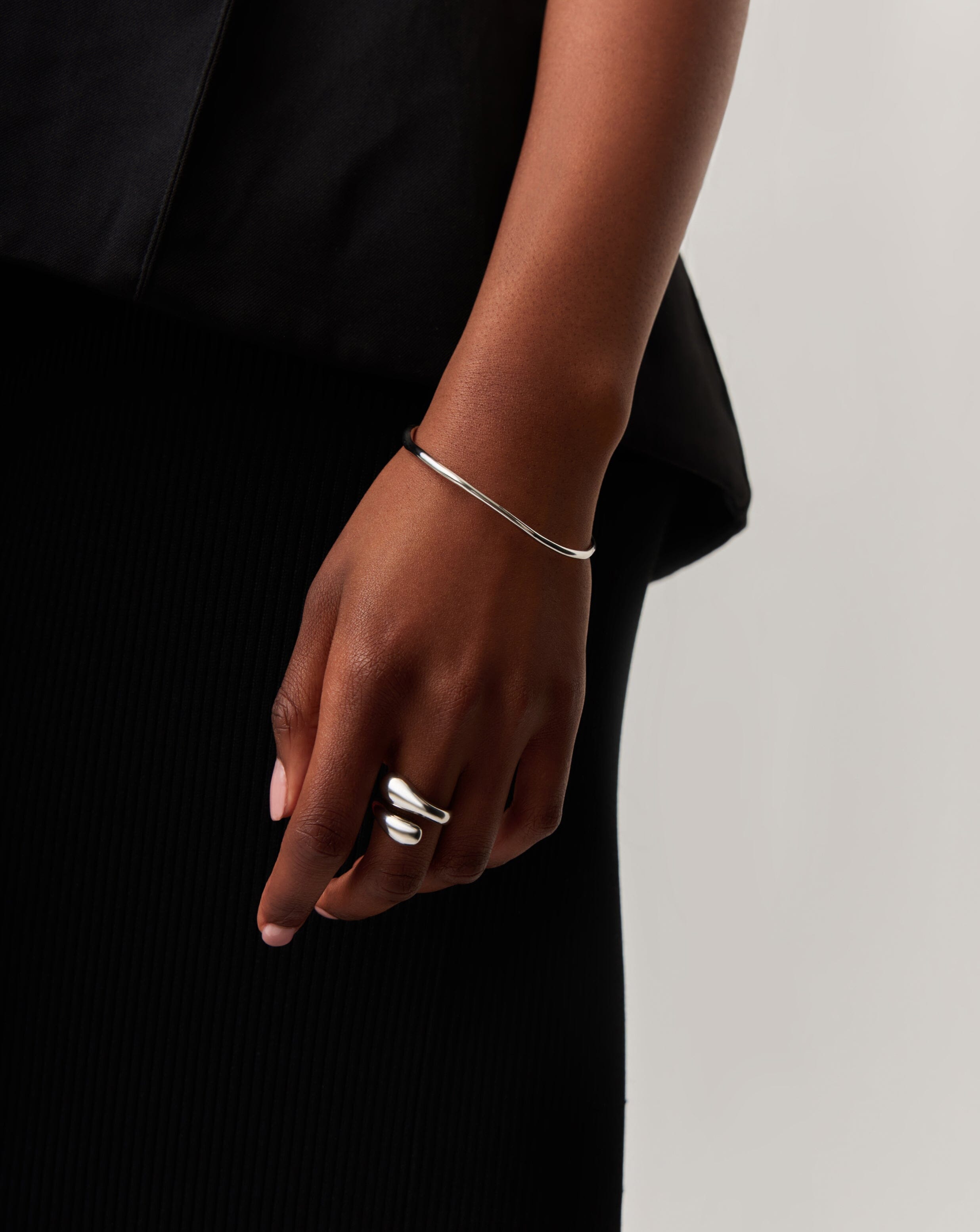 Molten Ripple Bangle Bracelet - Sterling Silver Jewelry for Women | Elegant Stackable Bangle for Everyday Wear & Special Occasions