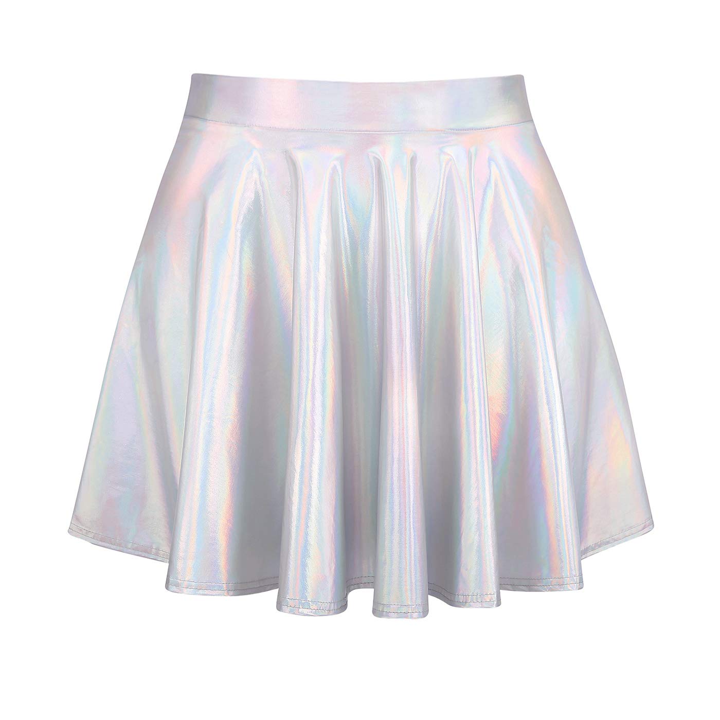 HDE Girls' Metallic Skater Skort - Shiny Holographic Dance Skirt for Cheerleading, Gymnastics & Casual Wear | Athletic Scooter Skirt with Comfort Fit