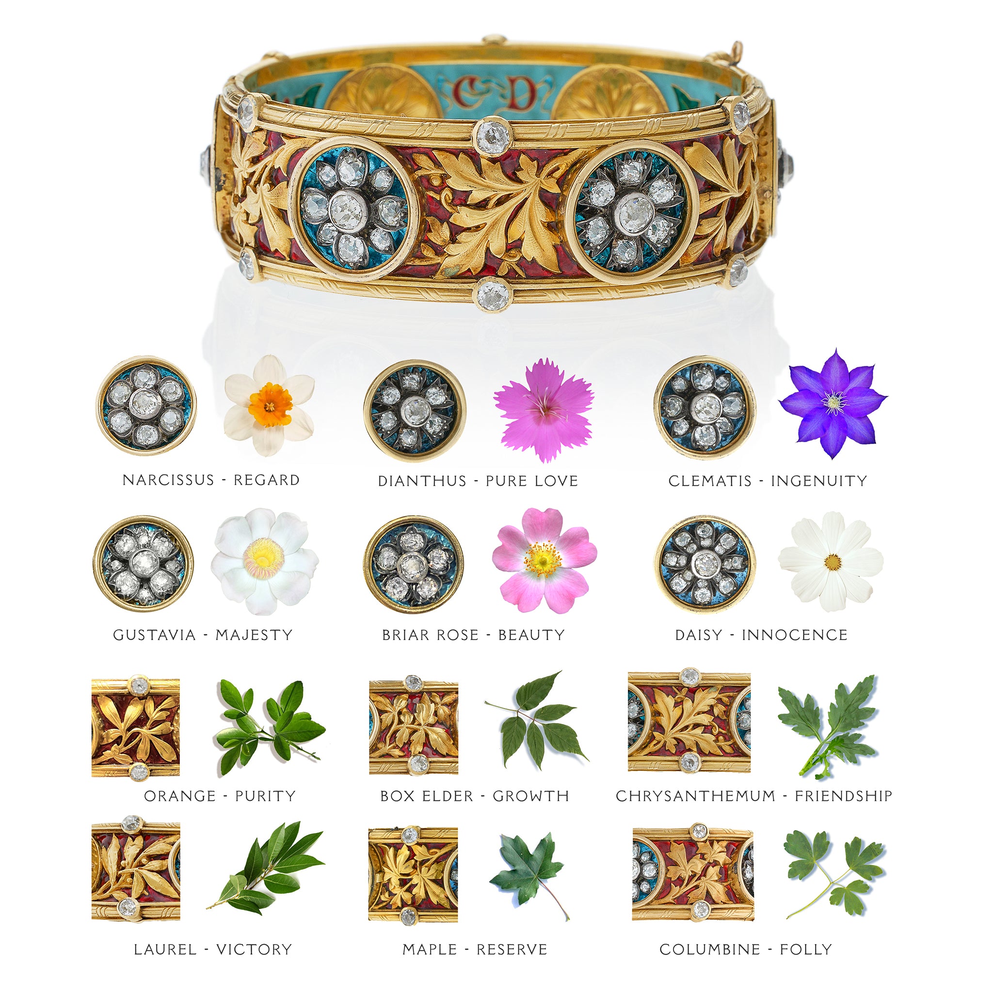 Bapst & Falize Paris Diamond & Enamel Bangle Bracelet - Vintage Luxury Jewelry for Women, Elegant Gift for Anniversary & Special Occasions