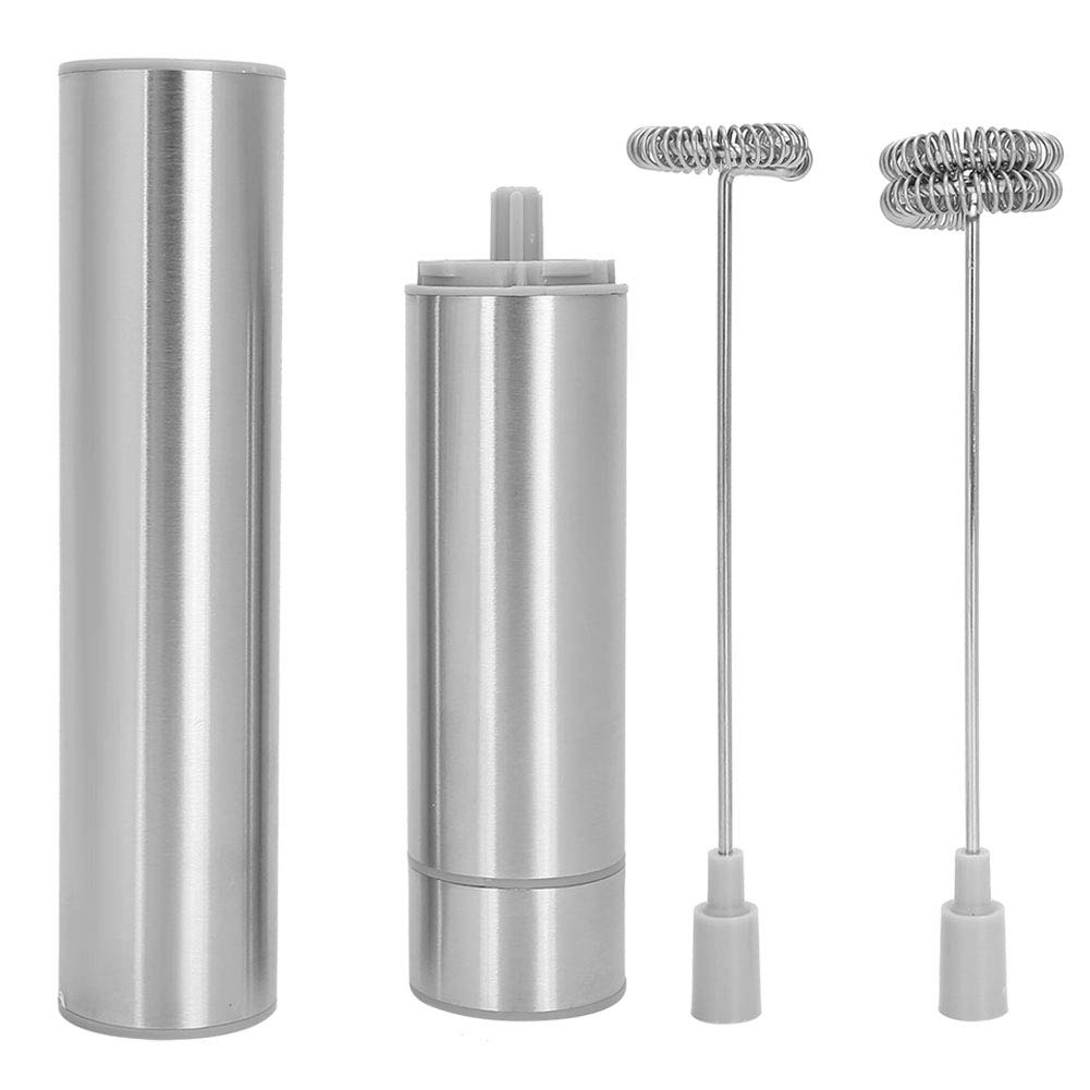 Premium Electric Milk Frother & Egg Beater - Stainless Steel Handheld Mixer with Double-Spring Head for Coffee, Baking & Cooking | Durable Food Grade Kitchen Tool for Lattes, Cappuccinos, Pancakes & Desserts