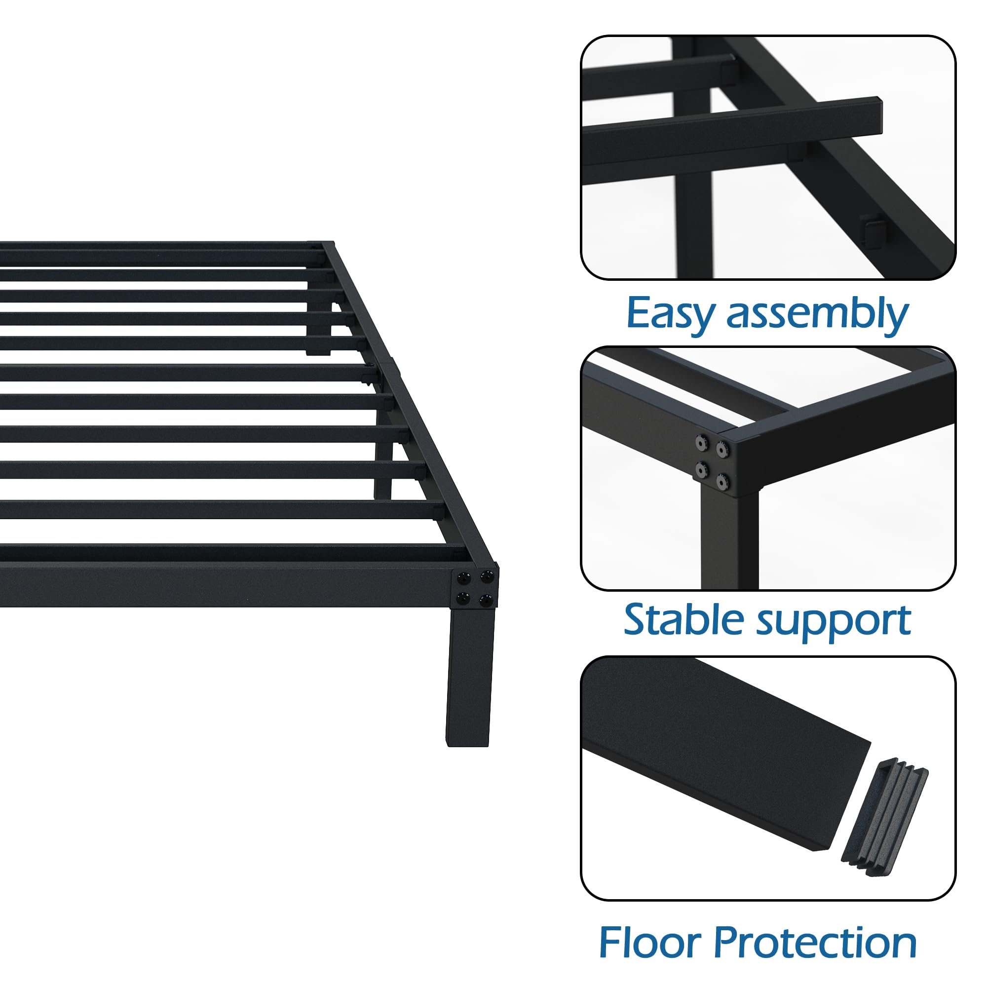 9 Inch Twin Bed Frame Heavy Duty Low Profile Metal Platform - No Box Spring Needed, Easy to Assemble, Noise Free Mattress Foundation - Black - Perfect for Kids Rooms, Guest Beds & Small Spaces
