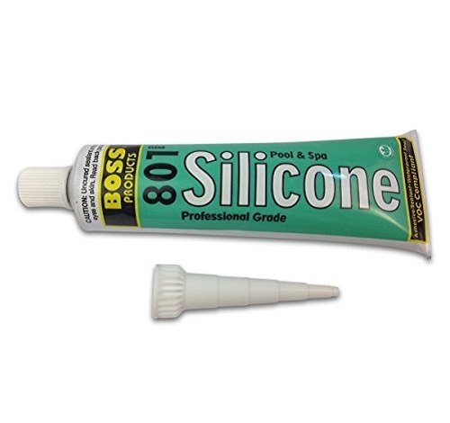Boss 04073CL12 801 Pool & Spa Clear Neutral Cure Silicone Adhesive - 3 oz | Waterproof Sealant for Pool Repairs, Spa Maintenance, and Bathroom Fixtures