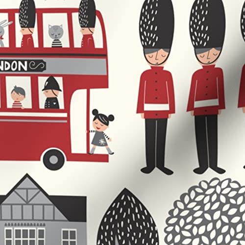 London British Bus Printed Velvet Fabric by The Yard - England Themed Upholstery & Home Decor Fabric for Sofa, Curtains, Pillows & Apparel | Spoonflower Premium Fabric