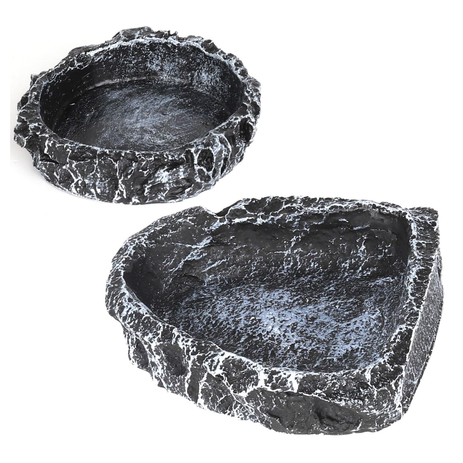 Hygger Reptile Water Dish & Food Bowl - 2 Pack Corner Terrarium Bowls for Bearded Dragons, Leopard Geckos, Snakes & Tortoises | Durable Resin Rock Feeder for Reptile Tanks & Habitats | Perfect for Feeding & Hydration in Zoo Enclosures