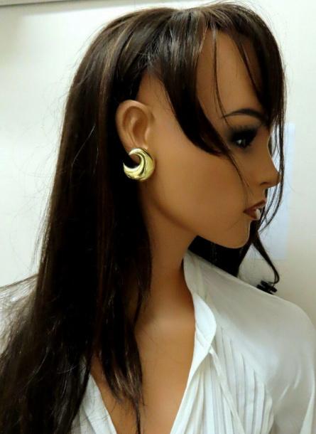 18K Gold Plated Islamic Arab Domed Crescent Left Right Lobe Earrings - High Shine Fashion Jewelry for Women, Perfect for Eid, Wedding & Special Occasions