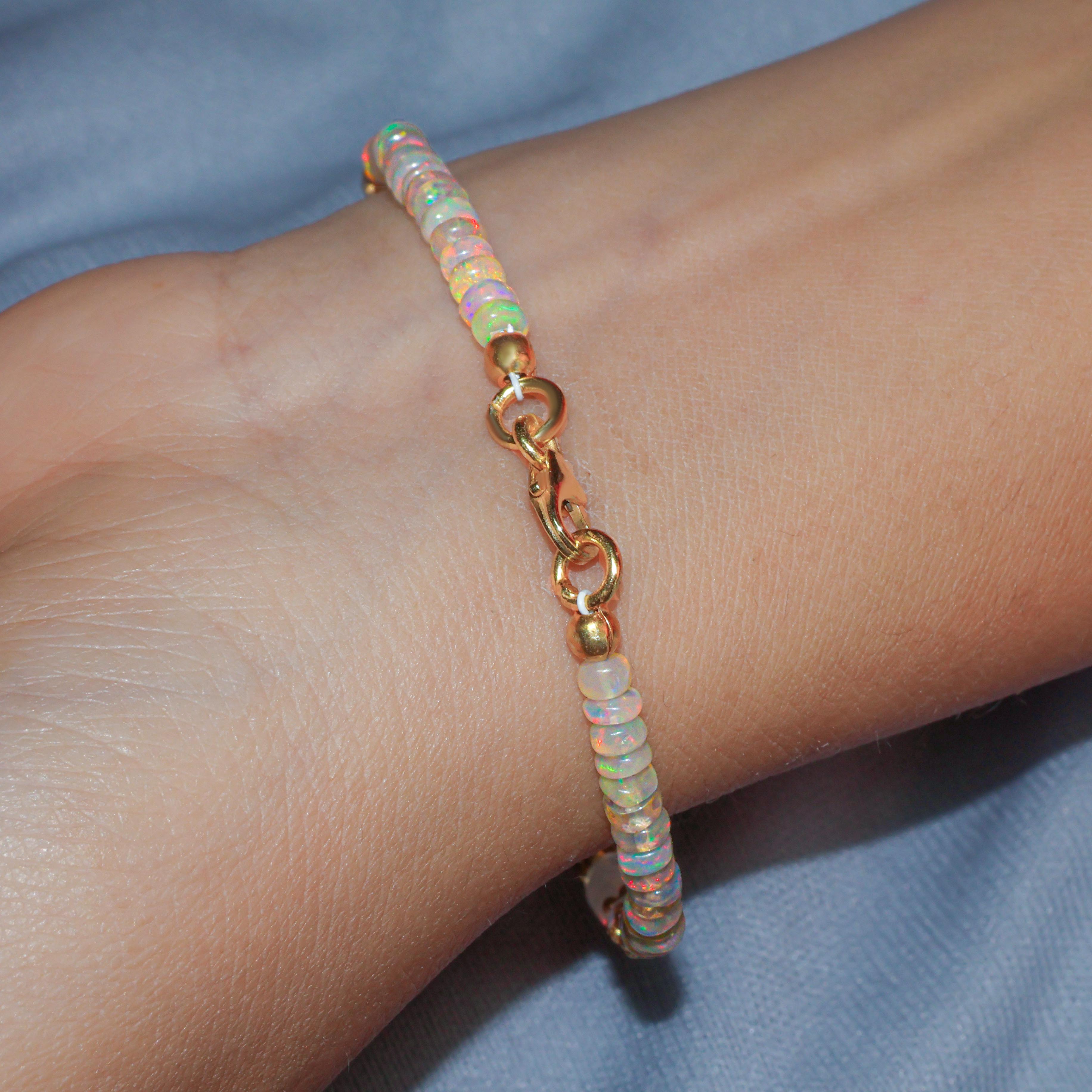 Elegant Smooth Rondell Opal Beaded Bracelet for Women - Perfect for Weddings, Parties & Everyday Wear