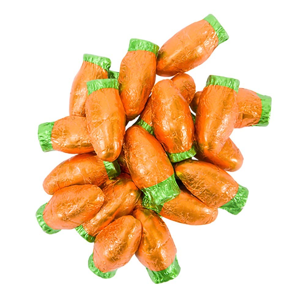 The Dreidel Company Easter Chocolate Eggs - Multicolored Foil Wrapped Milk Chocolate in Gift Box (8oz, Easter Carrots) - Perfect for Easter Baskets, Party Favors & Holiday Gifting
