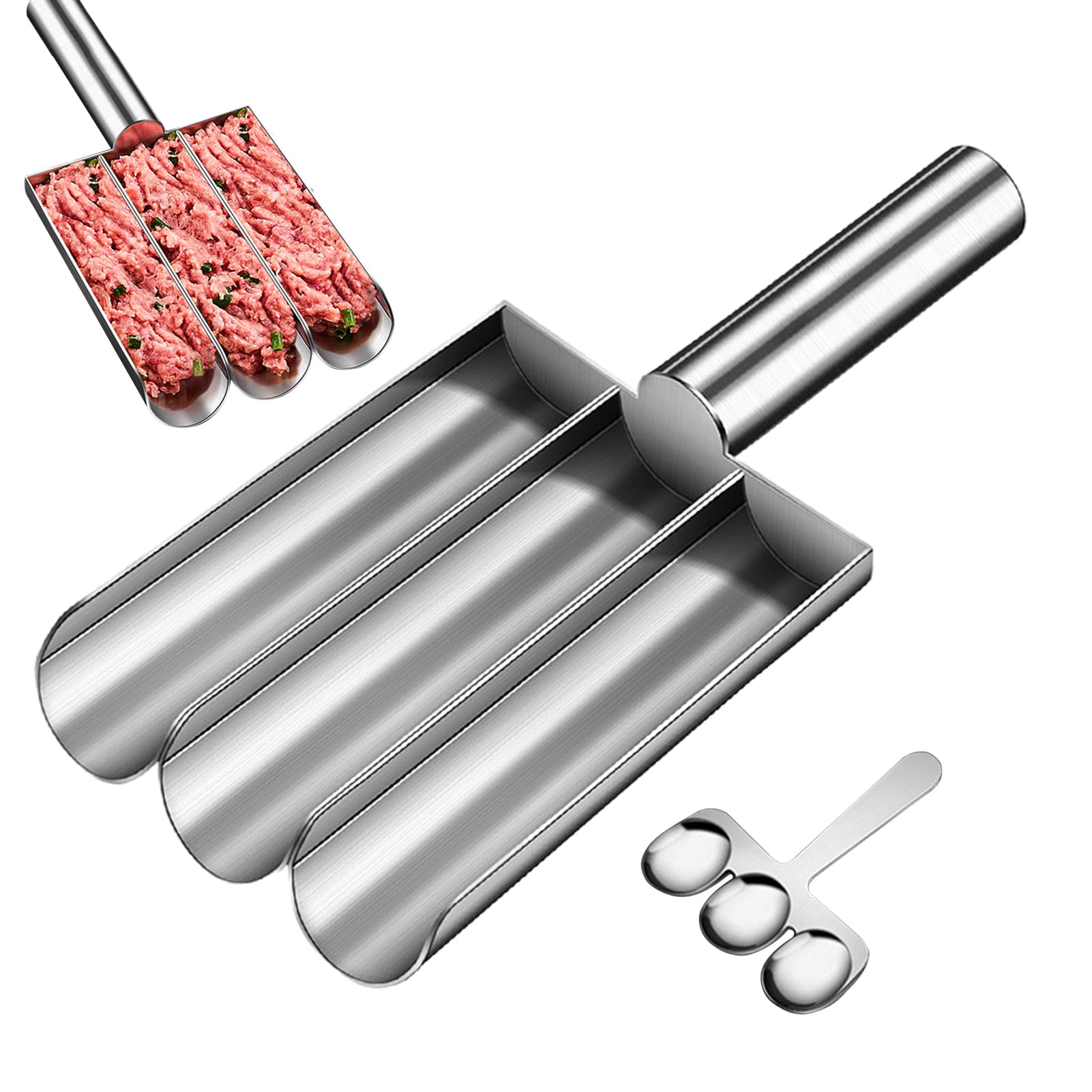 Premium Stainless Steel Meatball Maker Scoop - Manual Kitchen Tool for Perfectly Shaped Meatballs, Cookies & Dough Balls | Food Grade Safe, Long Handle Design | Ideal for Home Cooking, Meal Prep & Baking