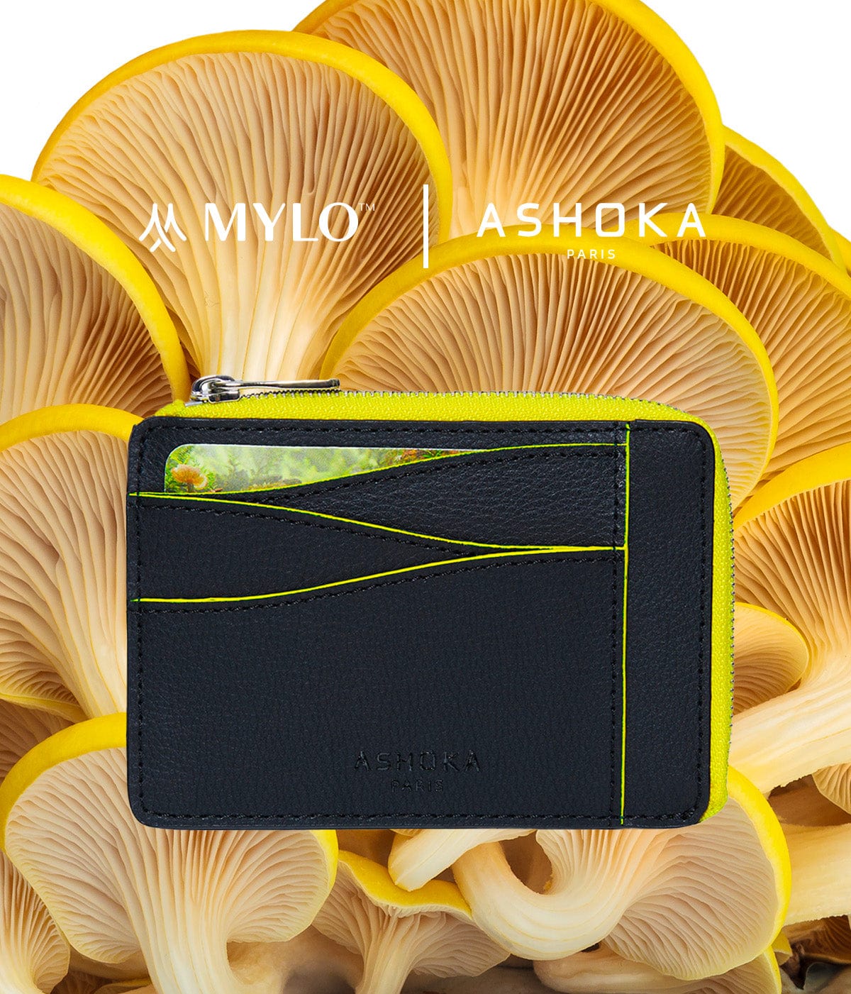 Mylo™ Vegan Mushroom Leather Large Zipped Card Holder Wallet - Eco-Friendly Yellow RFID Blocking for Women & Men | Perfect for Travel, Work & Everyday Use