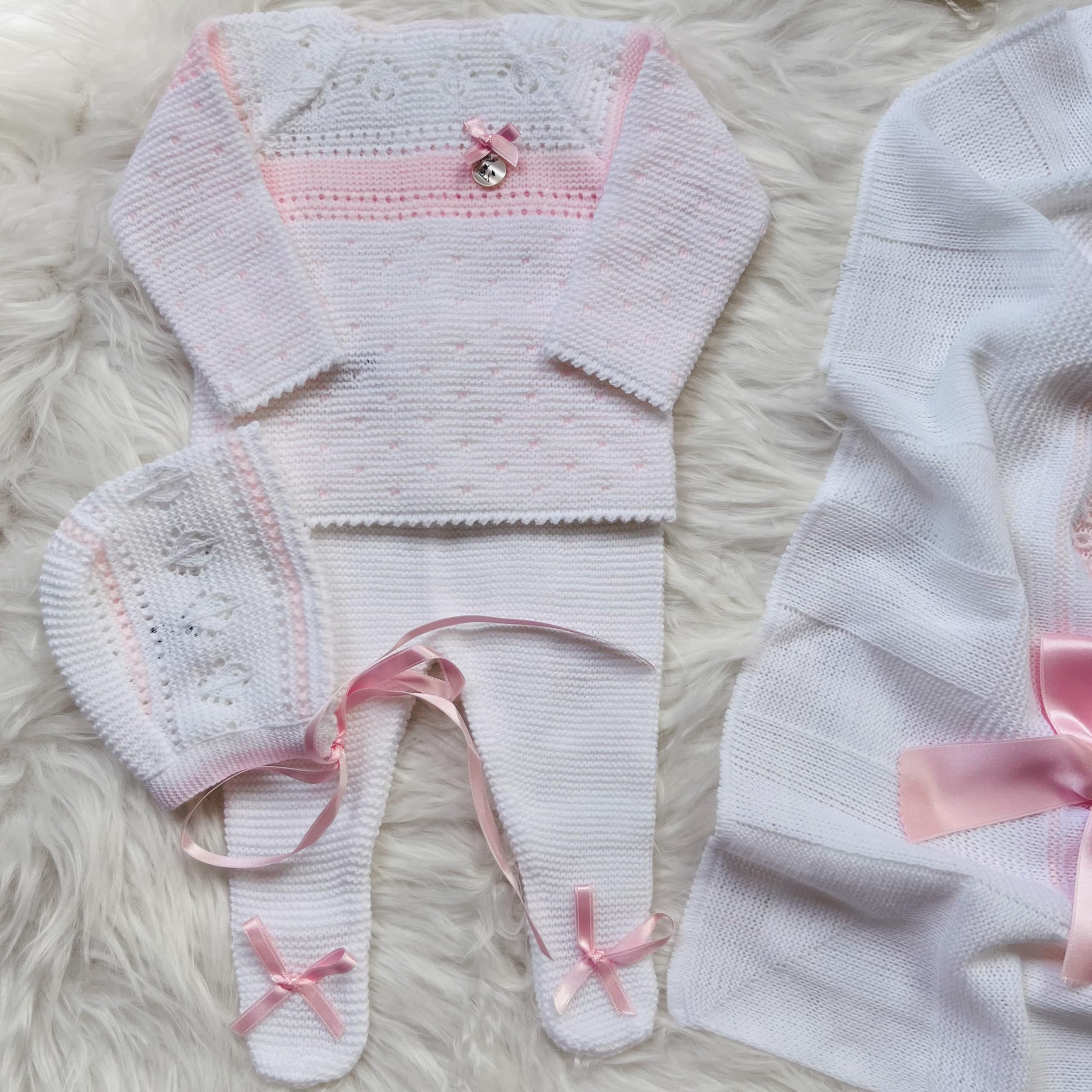 Premium Newborn Baby Knitted Clothes Set - Soft Cotton Coming Home Outfit for Boys & Girls | Perfect for Hospital Photos, Christening & First Family Outings