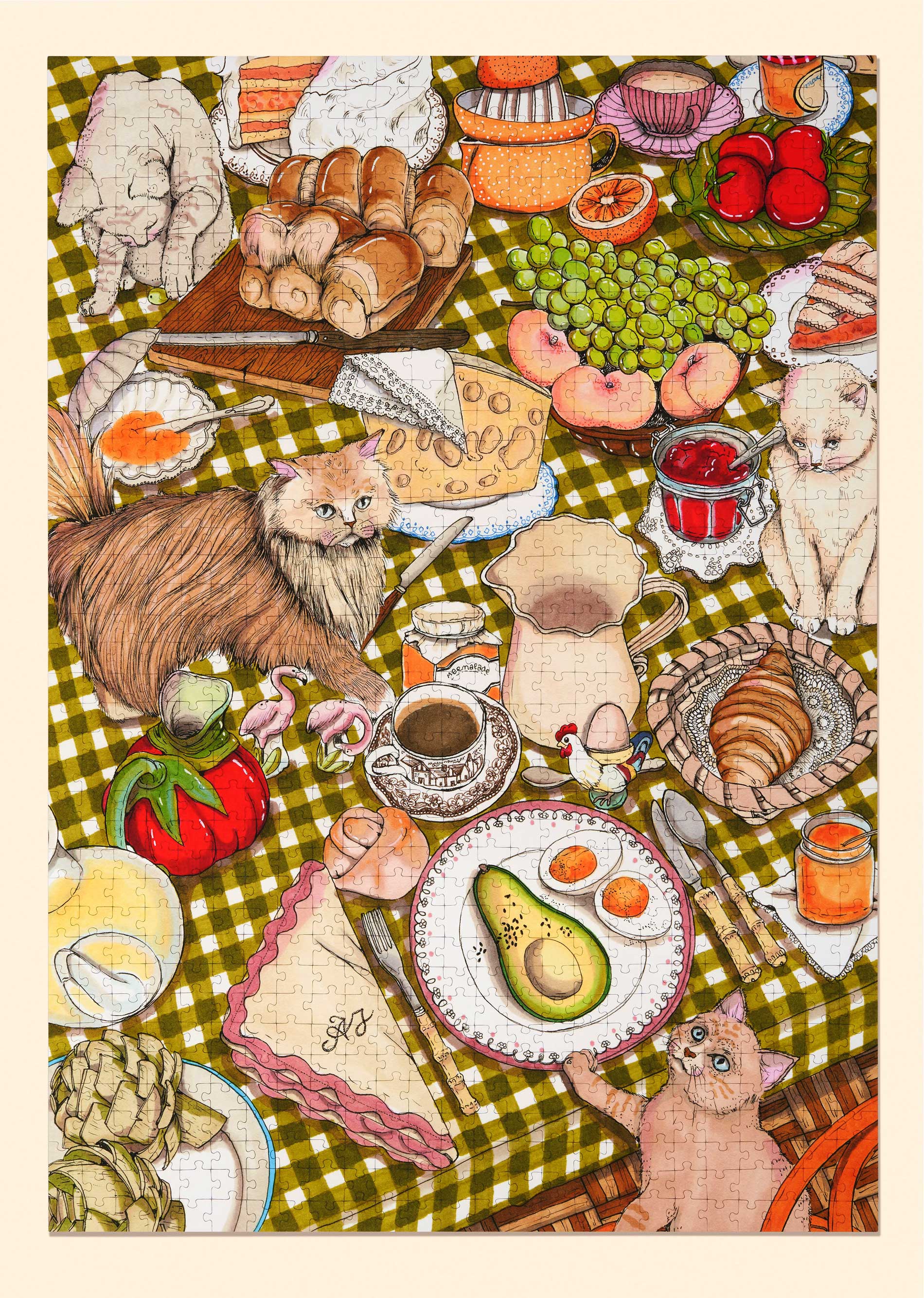 Brunch & Cats 1000 Piece Jigsaw Puzzle for Adults - Fun Family Game Night Activity & Home Decor