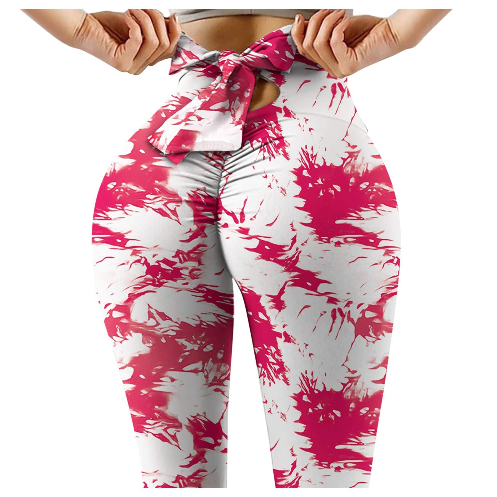 Fuodo Women's High Waisted Yoga Pants with Bowknot - Stretchy Ruched Workout Leggings for Running, Exercise & Butt Lifting - Perfect for Gym, Yoga & Casual Wear
