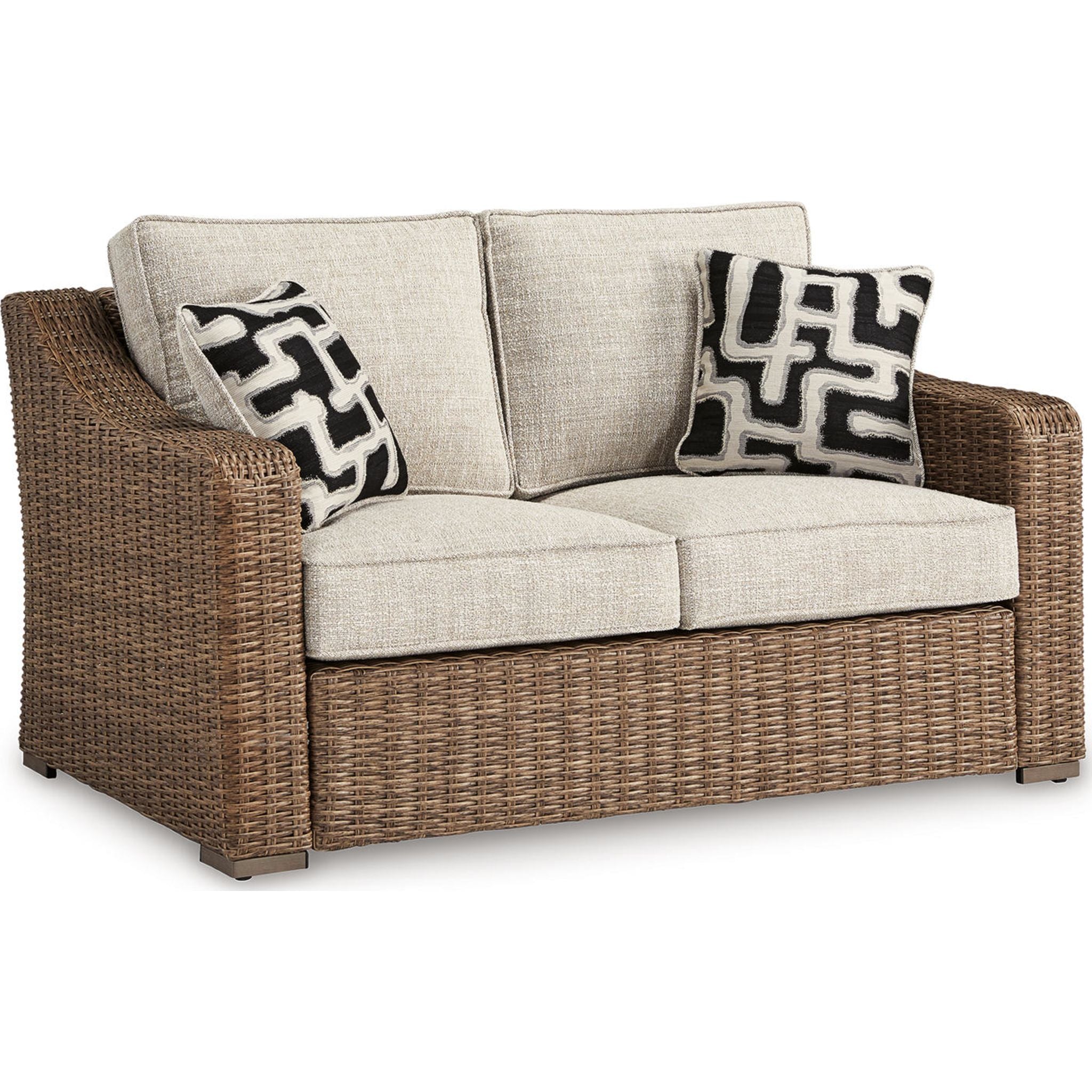 Beachcroft Outdoor Loveseat with Cushion - Water-Resistant Beige Patio Furniture for Garden, Poolside & Backyard Relaxation