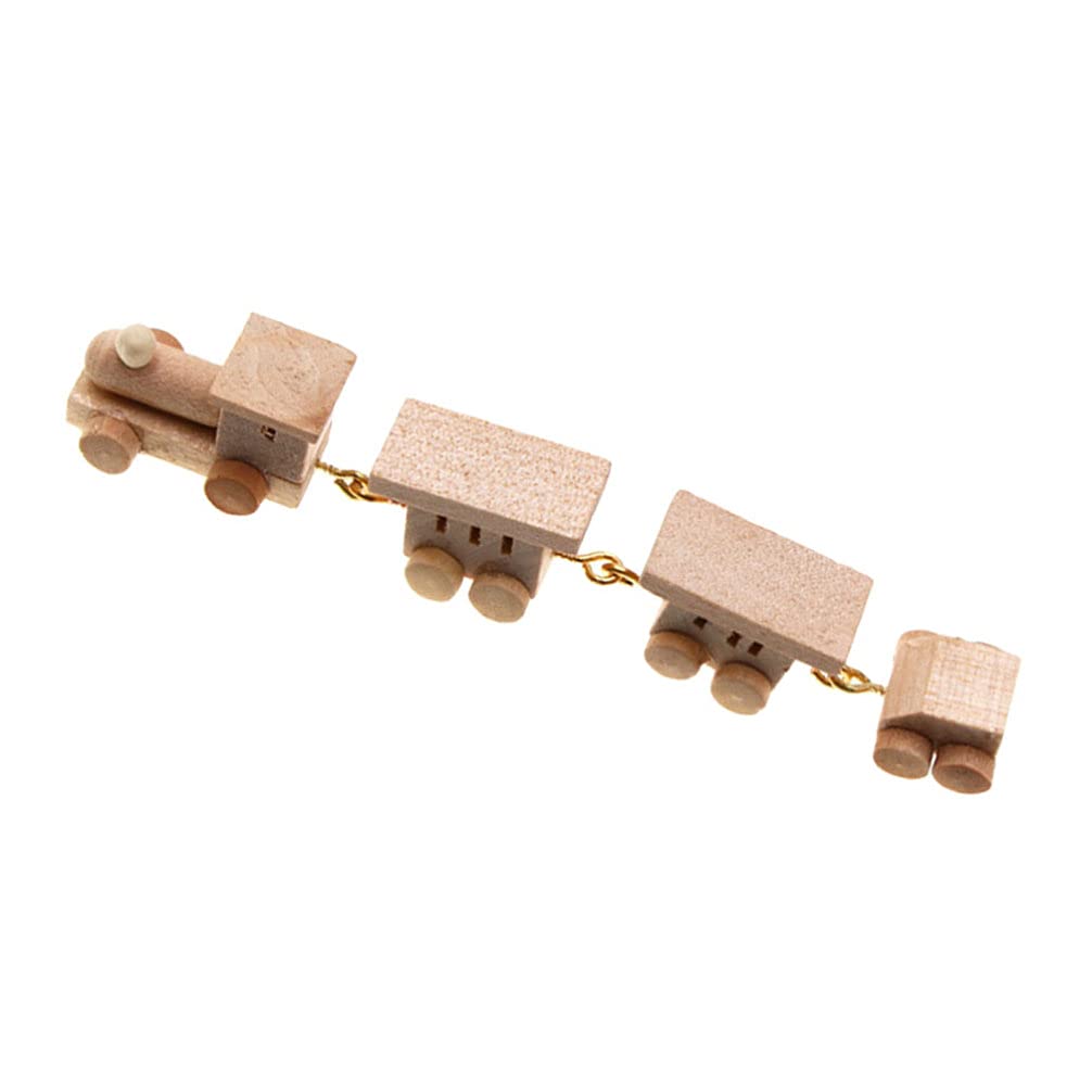Toyvian Wooden Toy Train Set - Dollhouse, Race Track & Puzzle Playset for Kids | Miniature Train & Car Toys for Imaginative Play & Learning