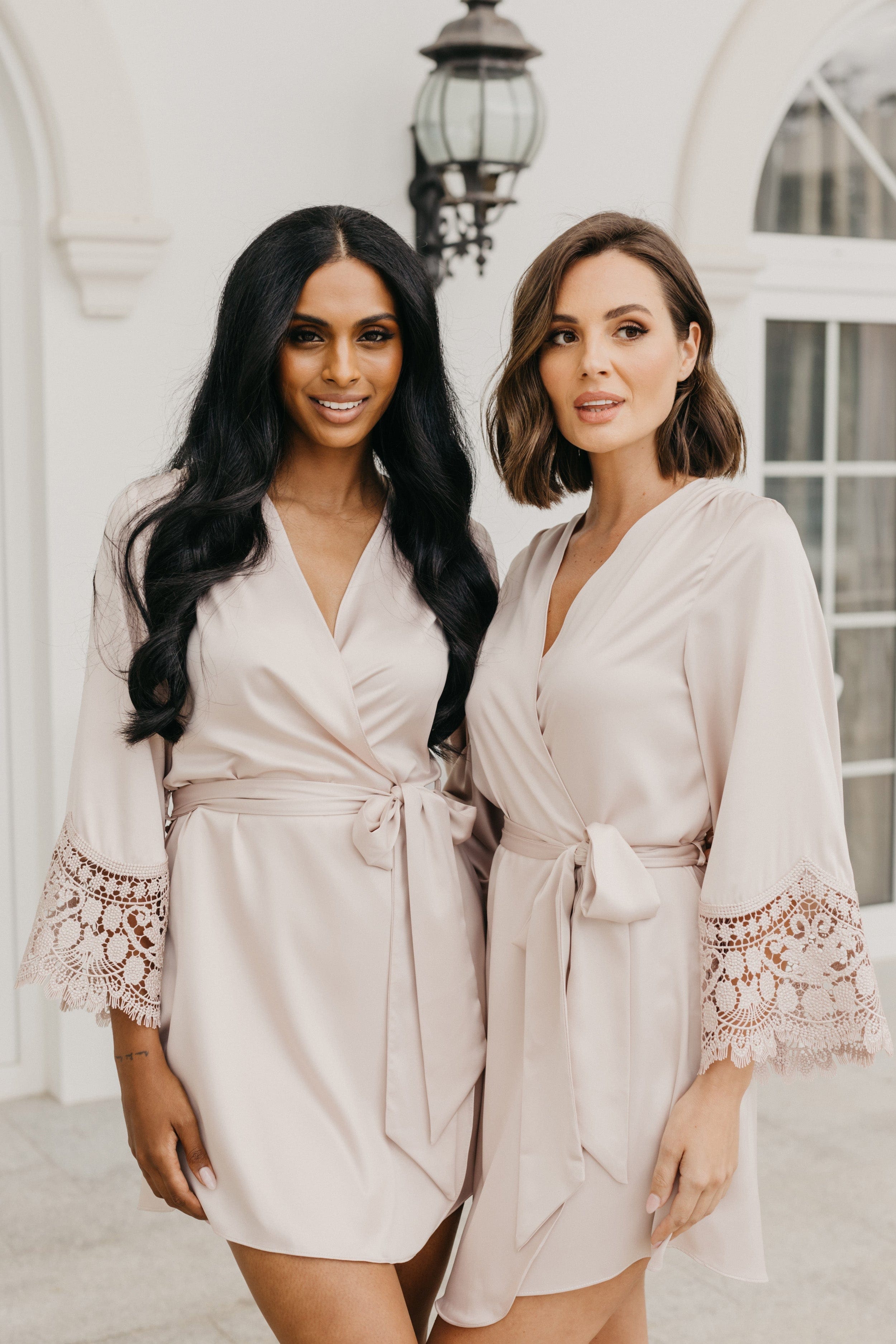 Scarlett Floral Lace Trim Satin Robe for Women - Elegant Bridal Nightgown, Boudoir Lingerie & Spa Relaxation Wear