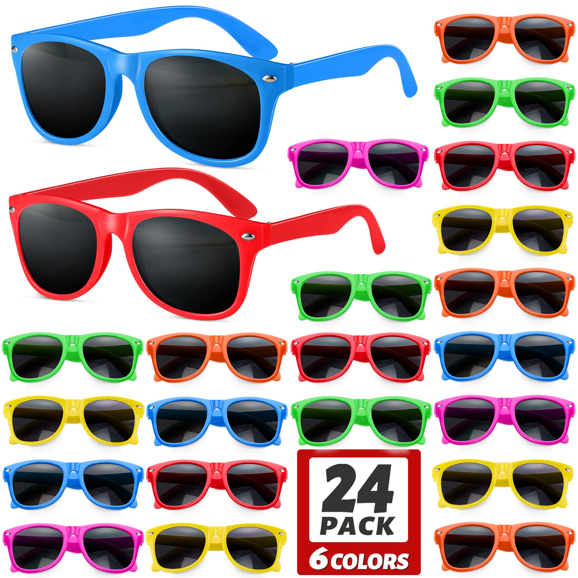GINMIC Kids Sunglasses 12-Pack - Neon Sunglasses for Boys & Girls - UV Protection Party Favors - Perfect for Birthday Parties, Beach, Pool & Outdoor Activities - Fun Gift & Party Supplies