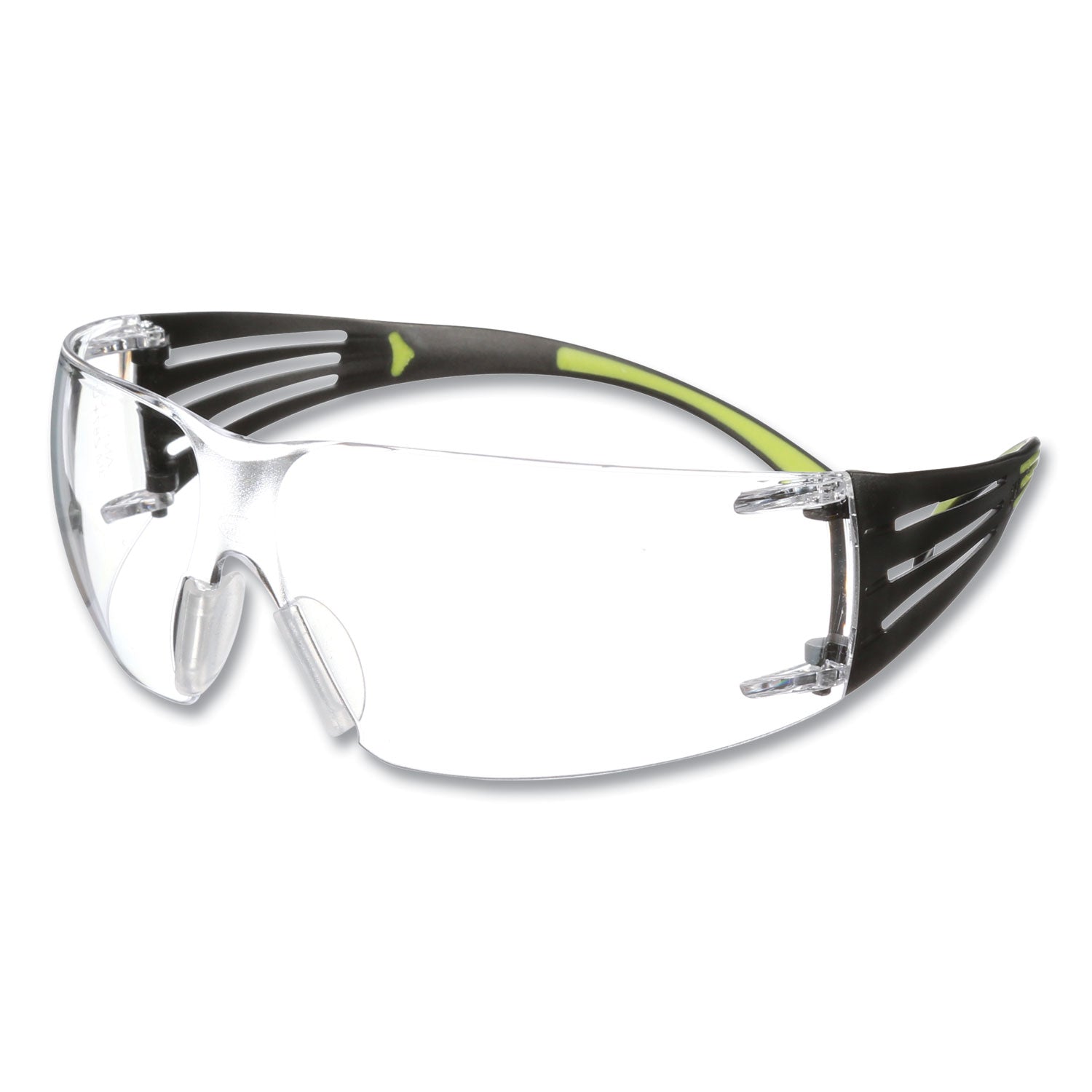 3M™ SecureFit 400 Series Safety Glasses - Green Plastic Frame, Clear Polycarbonate Lens for Eye Protection - Ideal for Construction, Woodworking, and Industrial Work