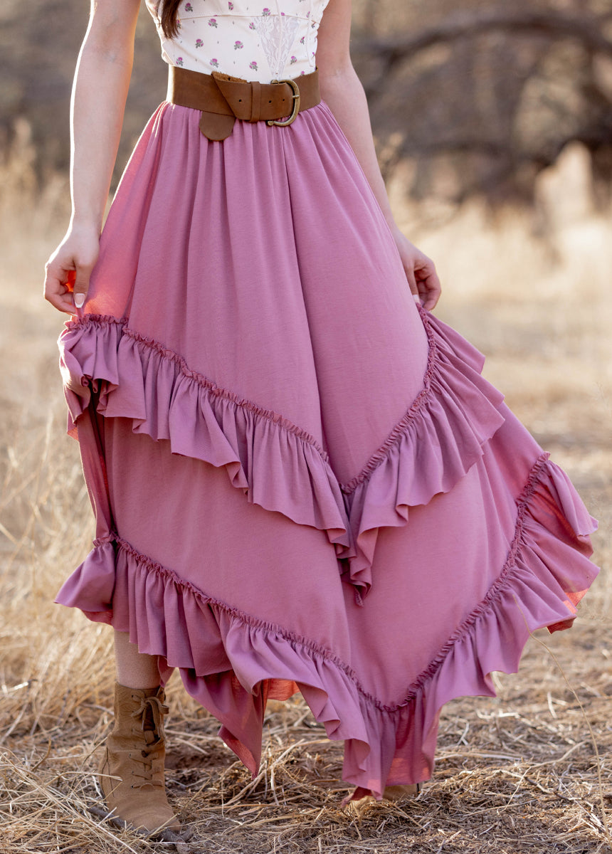 Theresa Skirt in Mauve | Women's Flowy Midi Skirt | Elegant Casual & Office Wear | Perfect for Spring & Summer Outfits