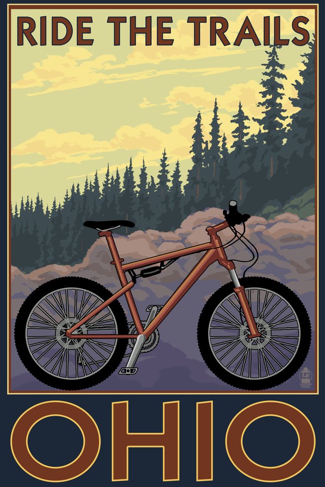 Signed Ohio Bicycle Ride the Trails 37135 Art Print - 24x36 Wall Decor Poster for Home, Office & Cycling Enthusiasts | Perfect for Living Room, Bedroom & Man Cave Decor