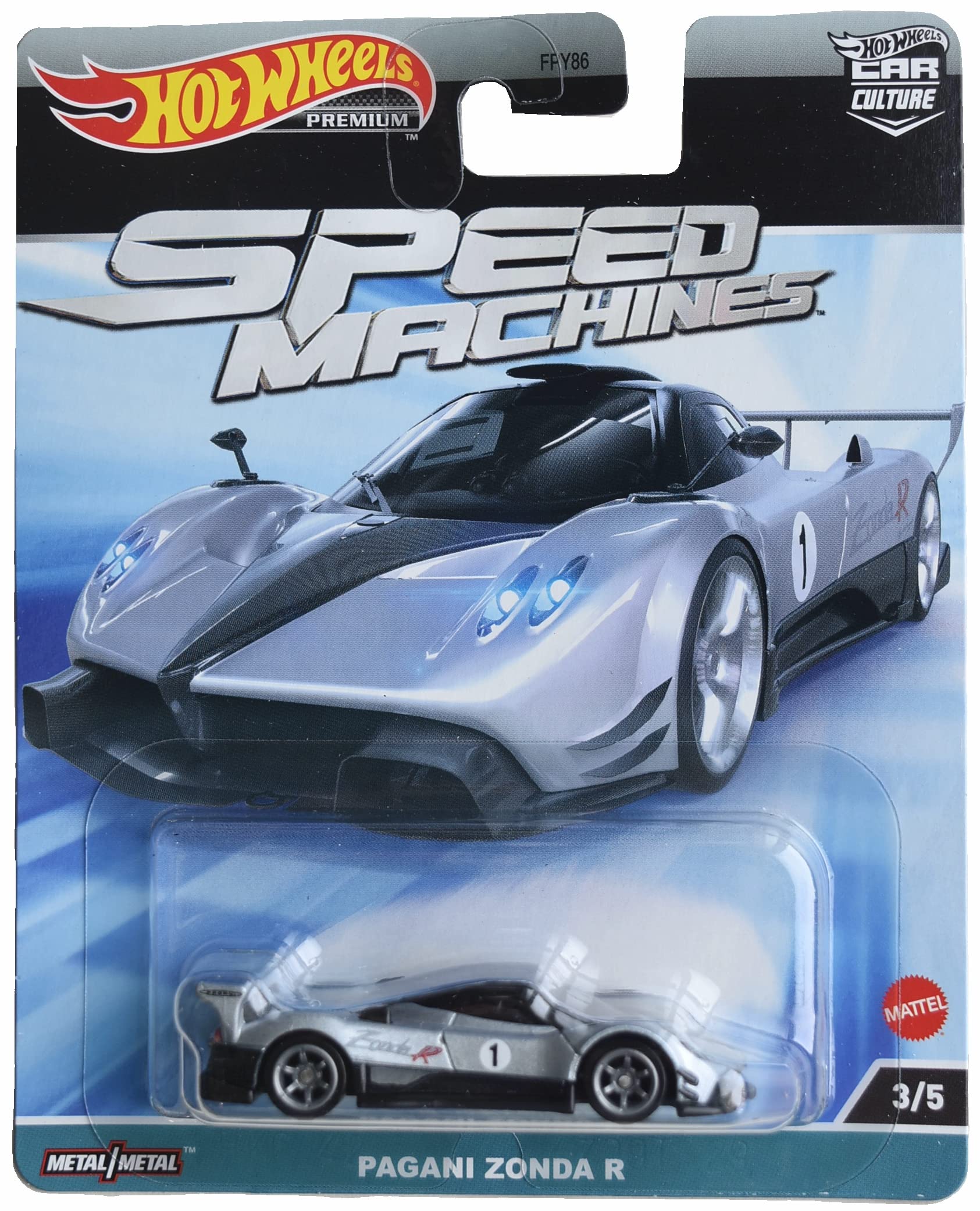 Hot Wheels Pagani Zonda R Diecast Car - Speed Machines 3/5 Car Culture Collection - Premium 1:64 Scale Model Toy for Kids & Collectors - Perfect for Racing Play, Display & Gift Giving
