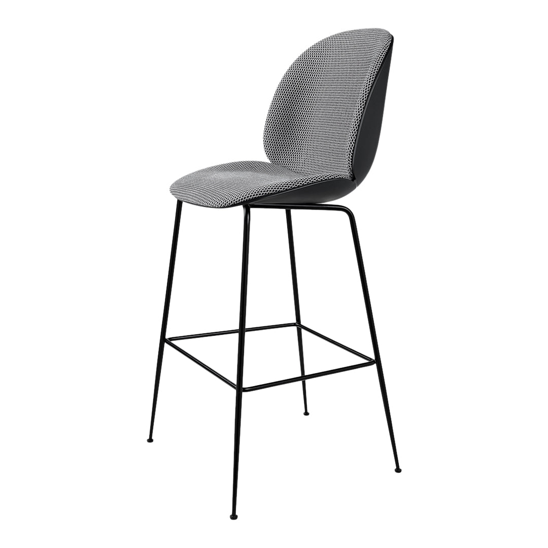 Vintage Beetle Bar Stool with Front Upholstered Seat and Antique Brass Base - Perfect for Home Bars, Kitchen Islands & Modern Dining Rooms