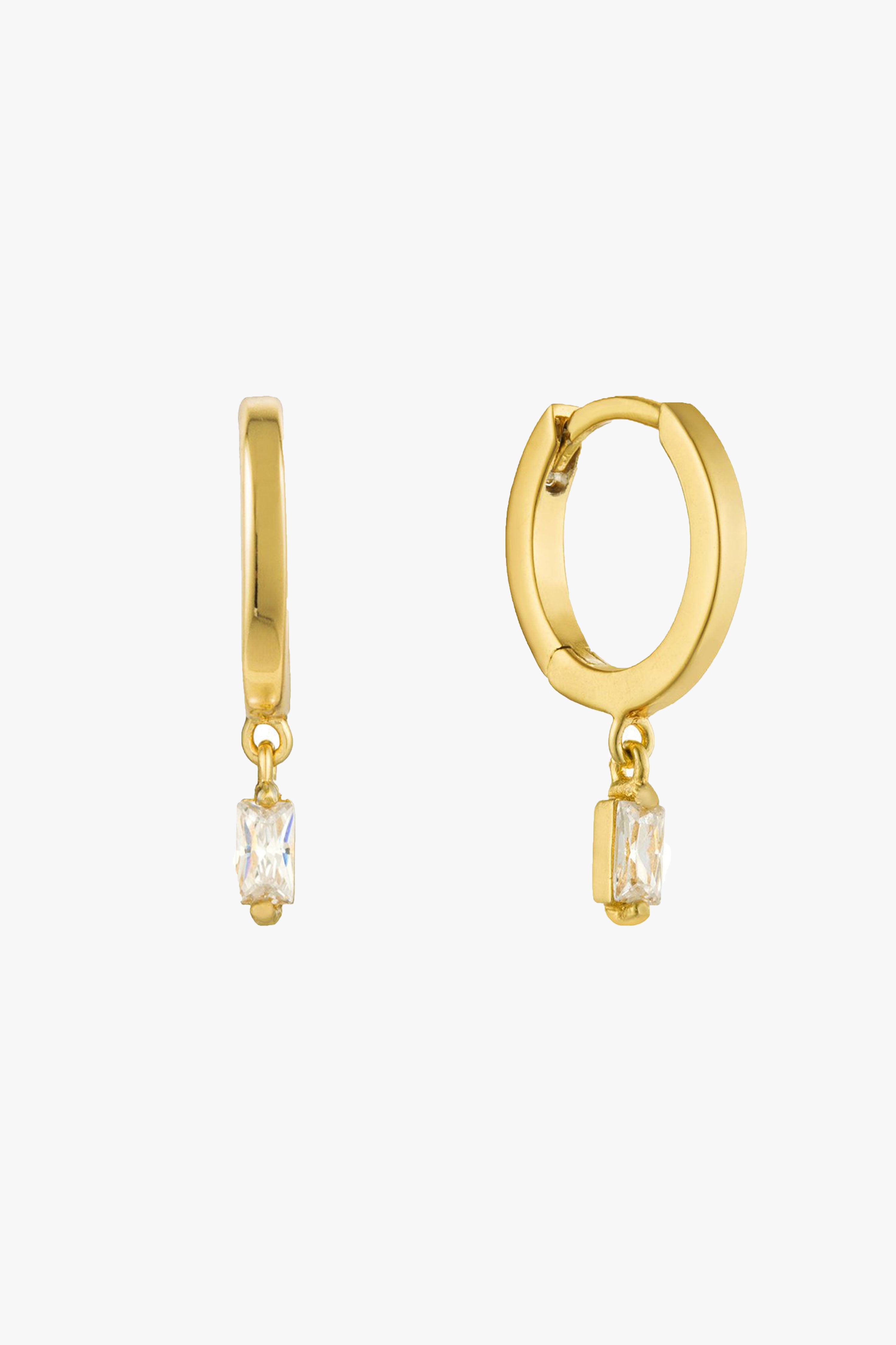 Glow Getter Gold Huggie Hoop Earrings with EOL Crystal Drop - Elegant Everyday Jewelry for Women, Perfect for Parties, Dates & Special Occasions