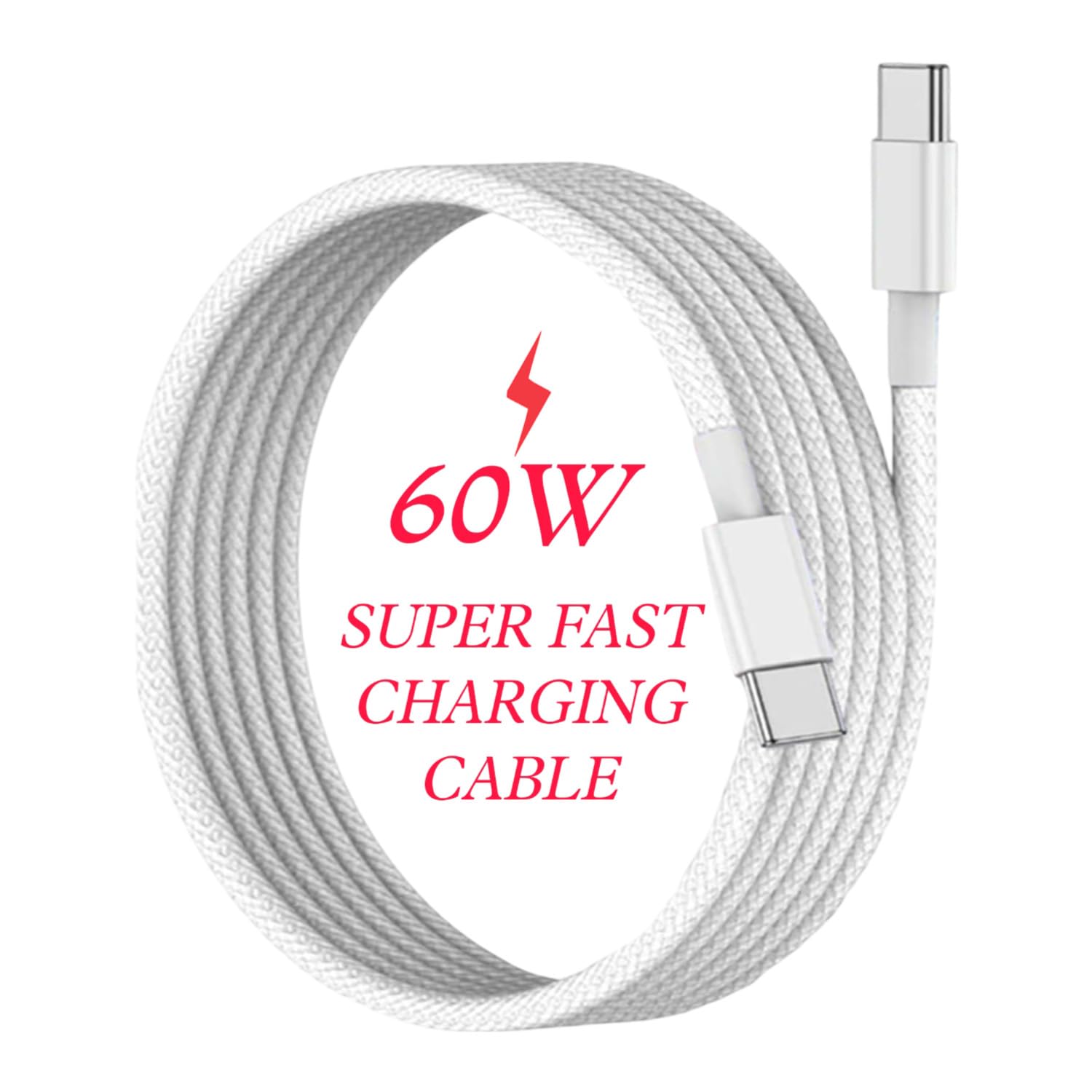 60W Fast Charging USB C to USB C Cable for Samsung Galaxy A36/A56/A35/A55/Tab S10/S9/S8/S7/S6 Lite/A9/A8/A7 - High-Speed Charger for Phones & Tablets (White) - Perfect for Home, Office & Travel Charging