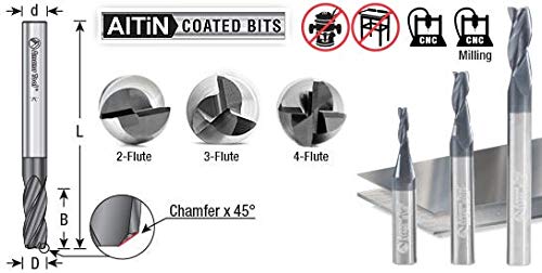 Amana Tool 51468 CNC Solid Carbide Spiral Router Bit for Steel & Stainless Steel - AlTiN Coated End Mill for Metal Cutting, Milling & Engraving | Perfect for CNC Machines, Metal Fabrication & DIY Projects