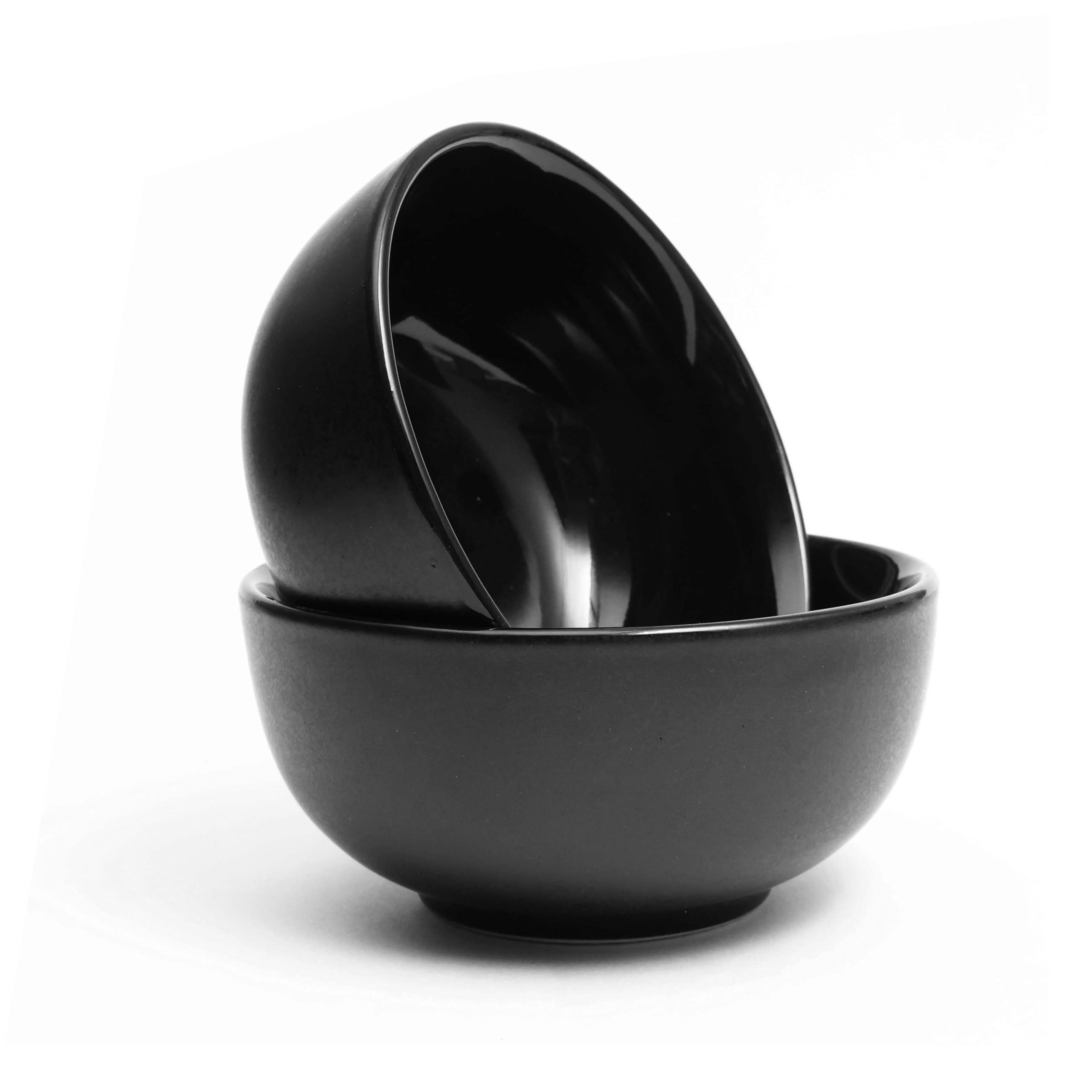 Lead-Free Peri-Clean Ceramic Soup Bowls Set of 2 (200ml, Black) - Pure Source India - Perfect for Soups, Salads & Desserts