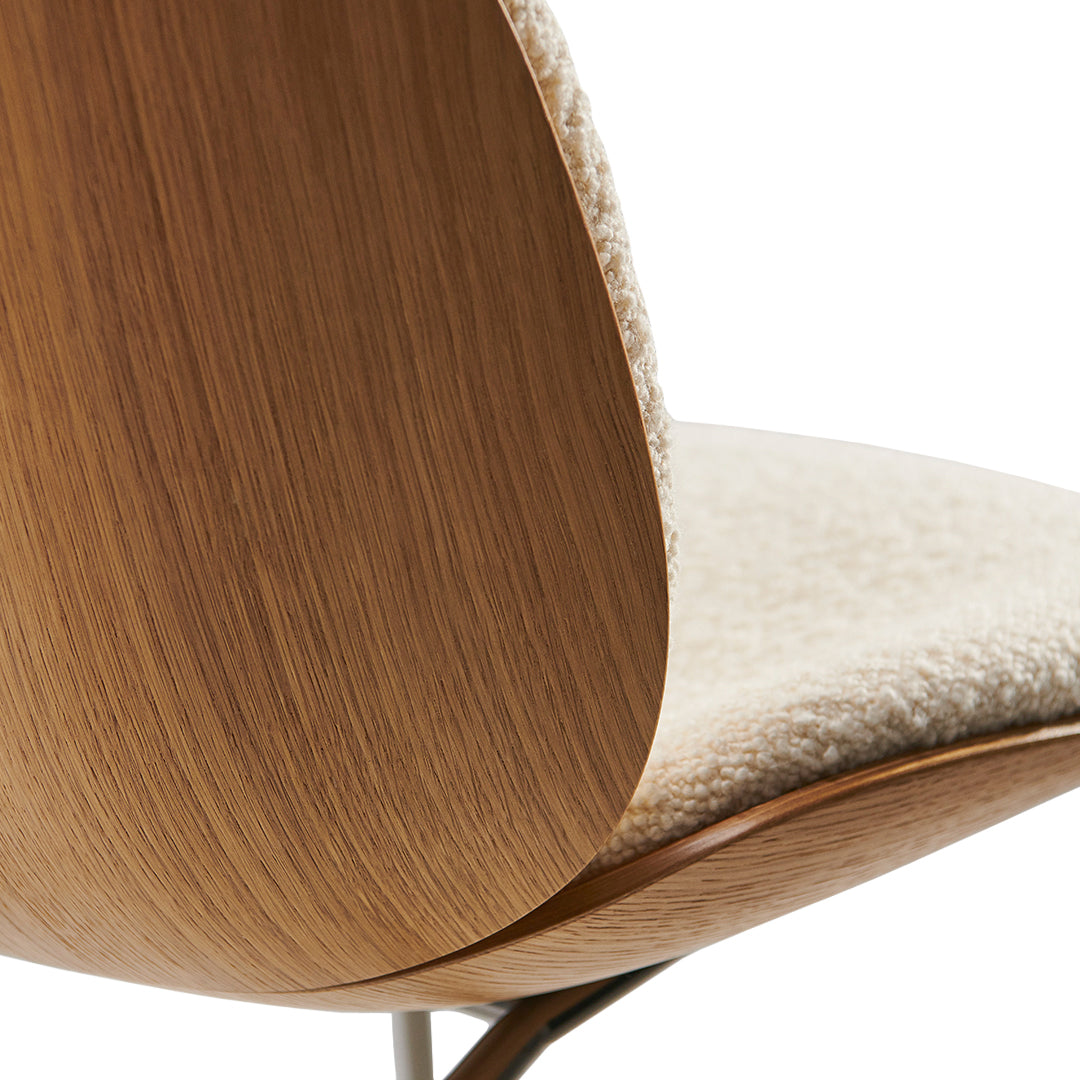 Modern Beetle Dining Chair with Upholstered Front & 3D Veneer Shell - Conical Base for Kitchen, Dining Room, or Office - Comfortable Seating Solution for Home & Commercial Spaces