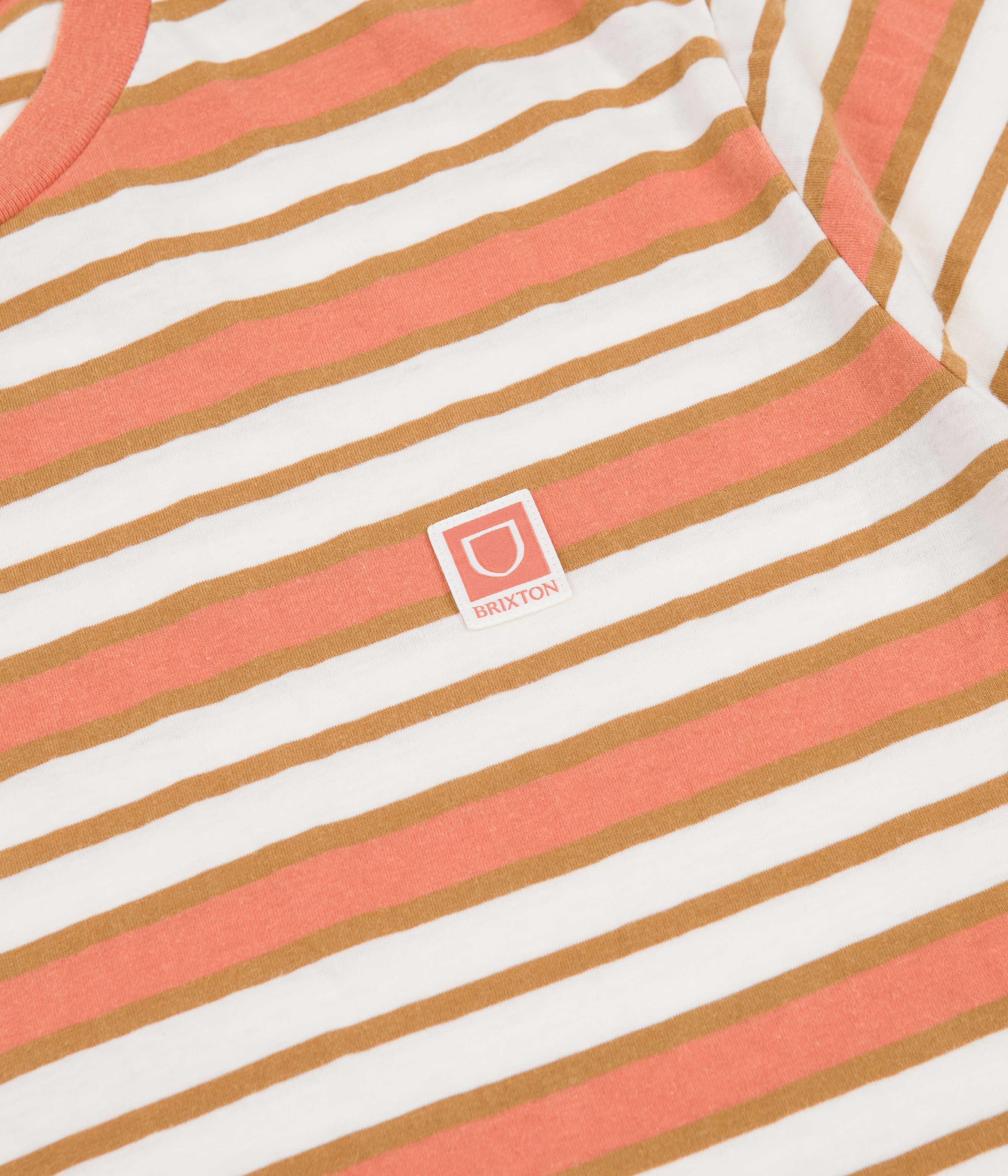 Brixton Hilt Multi-Stripe Graphic T-Shirt for Men - Vintage Washed Off White with Lion Sun Design | Casual Streetwear & Summer Outfits