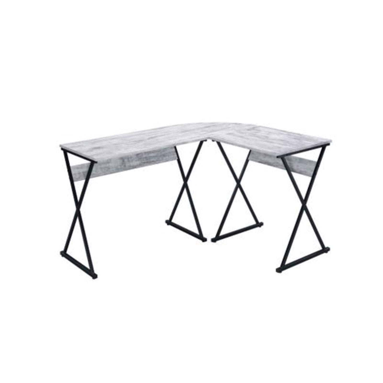 Vintage Style L-Shaped Corner Computer Desk - Antique White & Black Writing Desk for Home Office, Study, or Living Room | Space-Saving Workstation for Small Rooms & Apartments