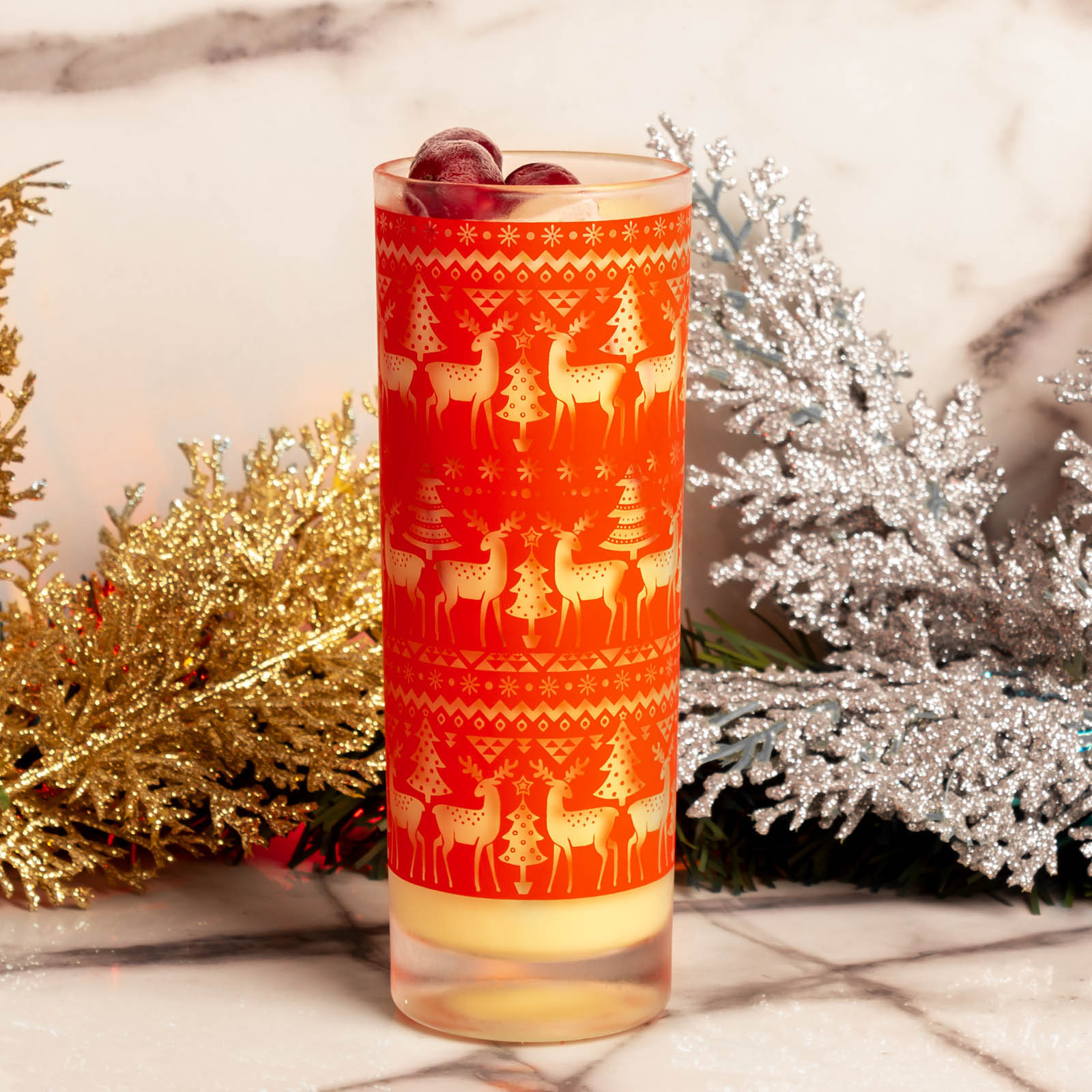 BarConic Highball & Collins Glasses Set - Christmas Themed Drinkware for Cocktails, Iced Tea & Holiday Parties - Perfect for Festive Entertaining & Home Bar Decor