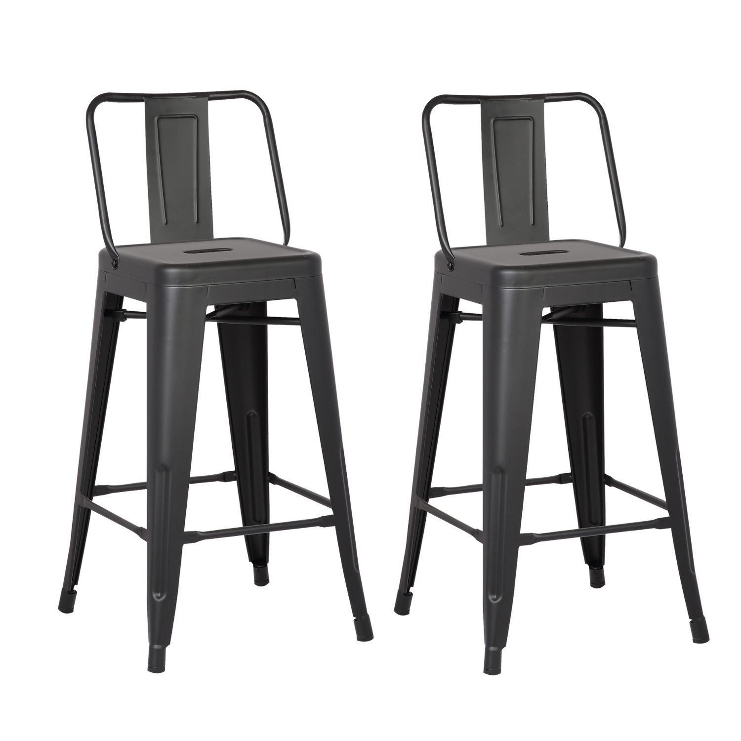 Modern Industrial Metal Bar Stools Set of 2 - 30