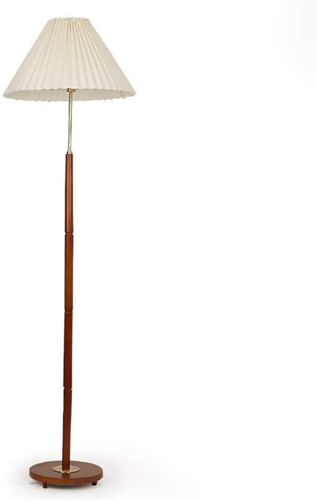 Modern Oak Floor Lamp with Linen Drum Shade - Adjustable Reading Light for Living Room & Bedroom - Tall Standing Lamp with Fabric Shade & Foot Pedal Switch - Perfect for Cozy Reading Nooks and Nighttime Reading