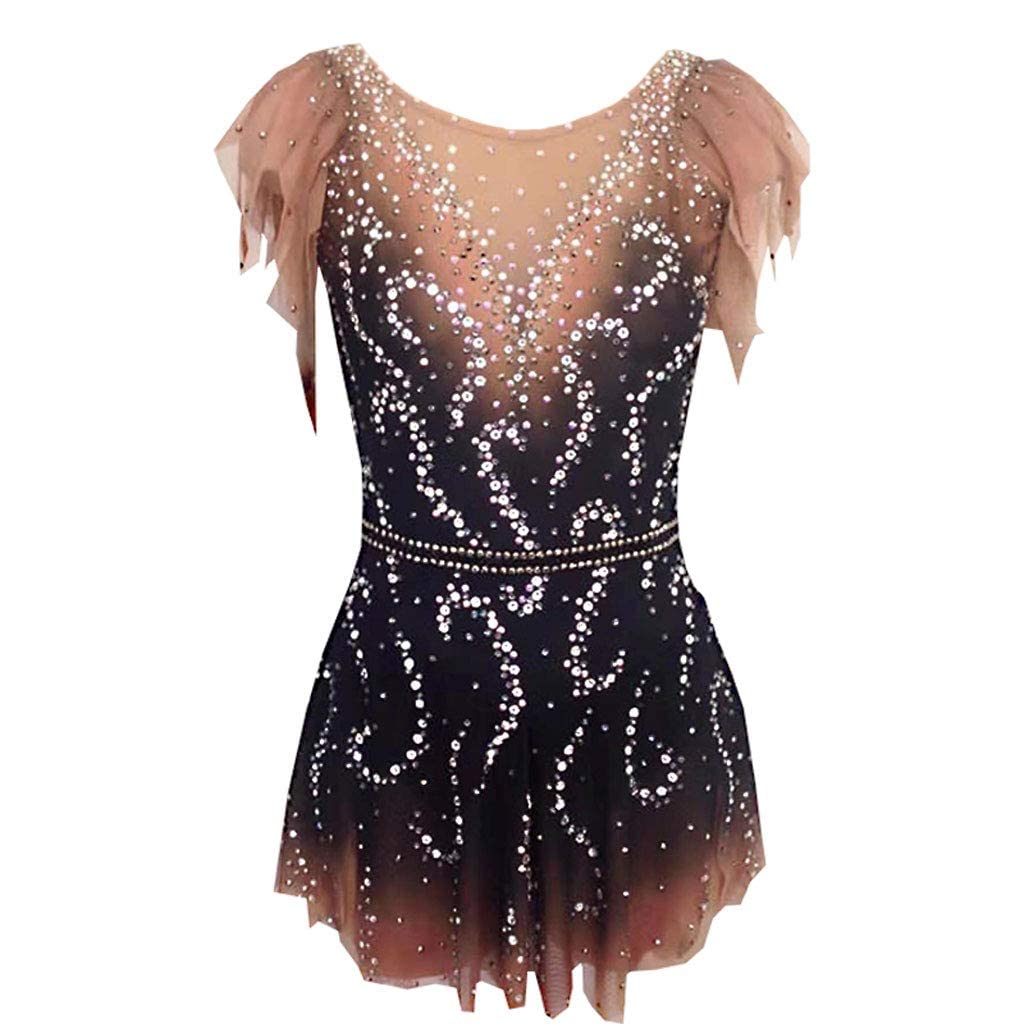 Women's Figure Skating Dress - High Elasticity Patchwork Training & Competition Ice Skating Dress Sleeveless for Girls & Women | Perfect for Ice Shows, Competitions & Practice