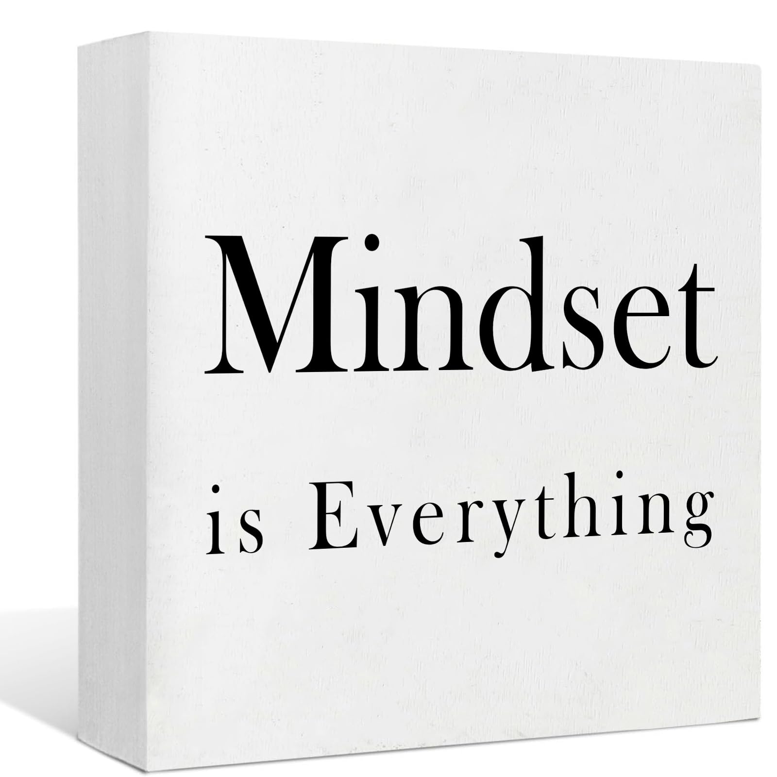 Motivational Wooden Office Desk Decor - 5x5 Inch Inspirational Quotes Signs for Work, Cubicle & Home Office - Perfect for Boosting Productivity & Mindset