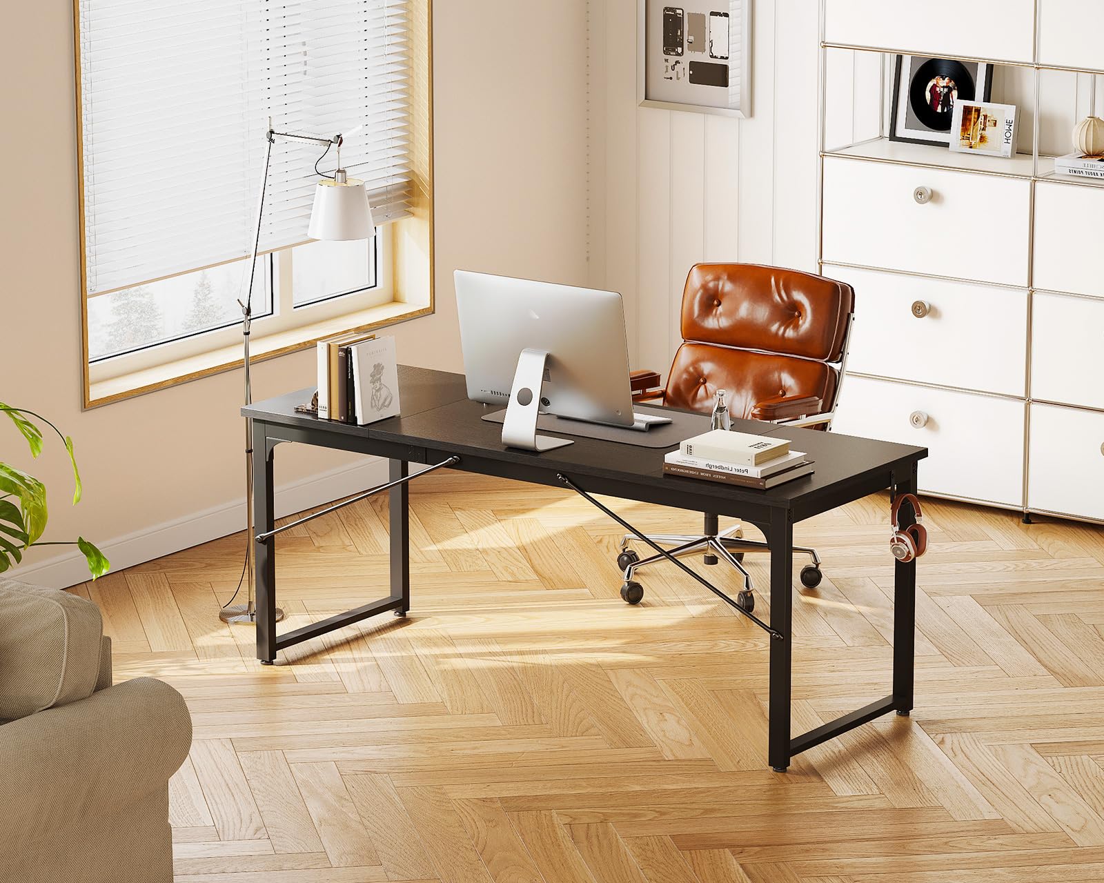 Coleshome 63 Inch Modern Simple Computer Desk - Home Office Desk, Study Writing Desk for Students, Black | Perfect for Small Spaces & Remote Work