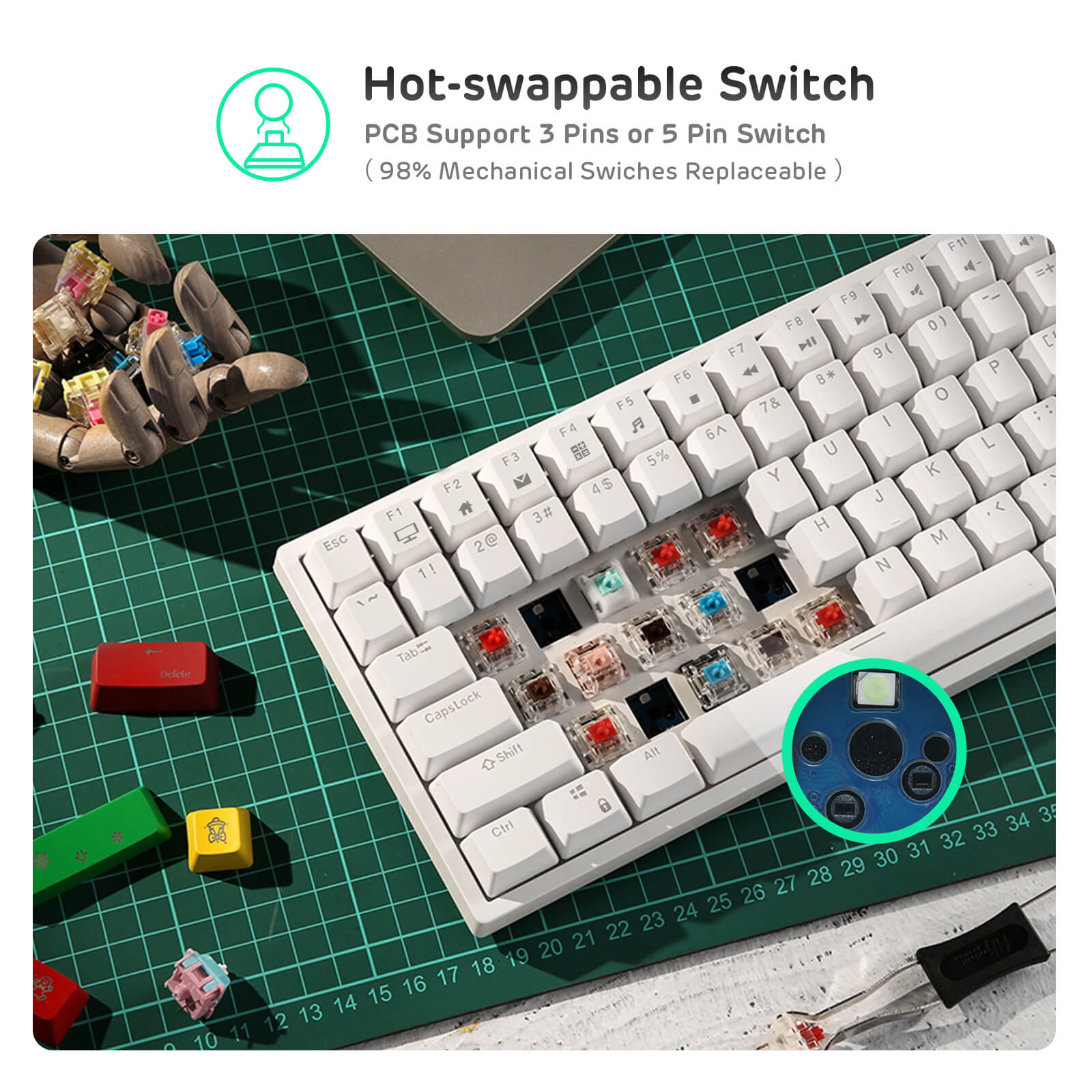 RK84 75% Wireless Mechanical Keyboard - Hot-Swappable RGB Backlit, Bluetooth/Type-C for Mac, Windows, Gaming & Office Use